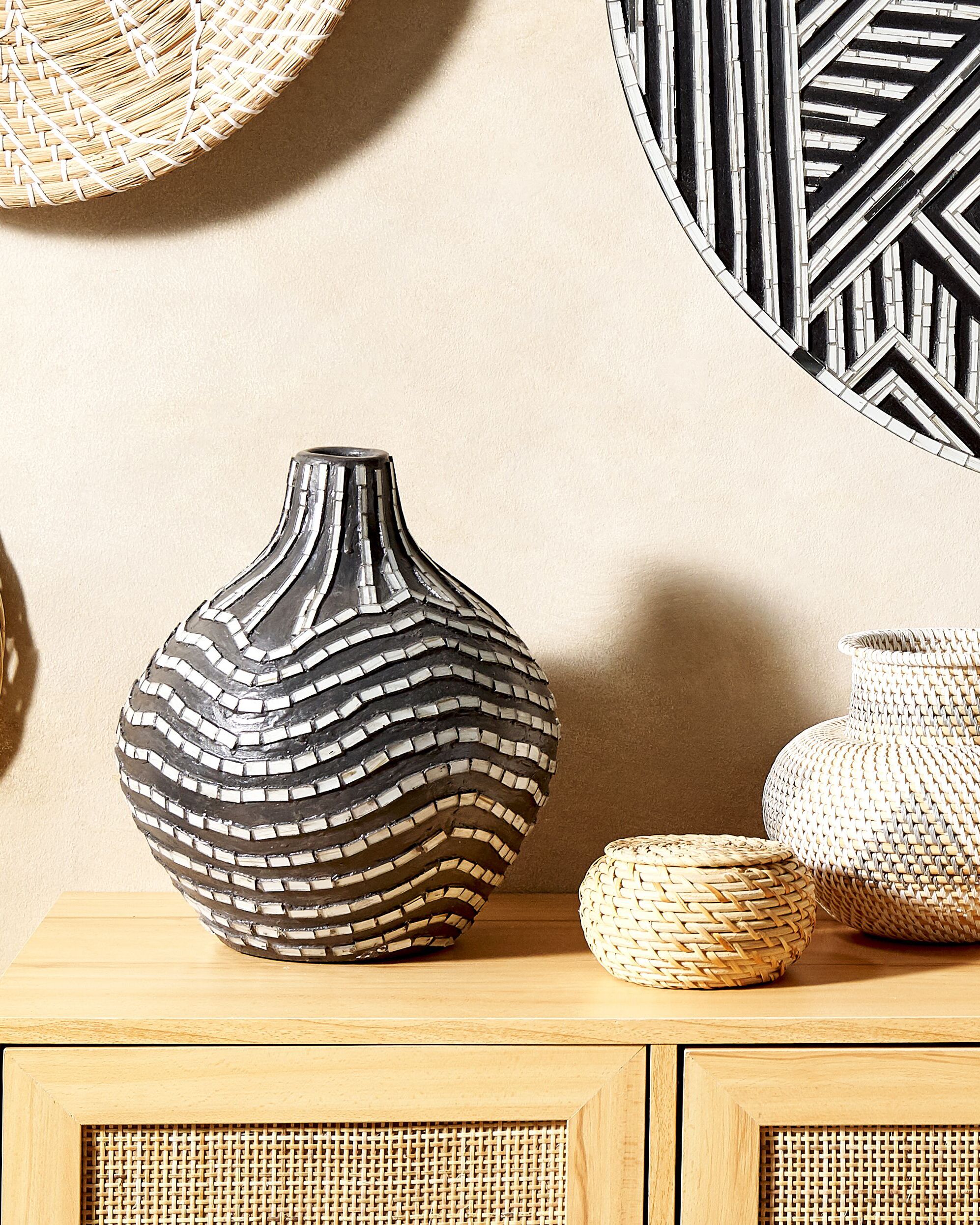 Decorative Vase KUALU Ceramic 35 cm Black