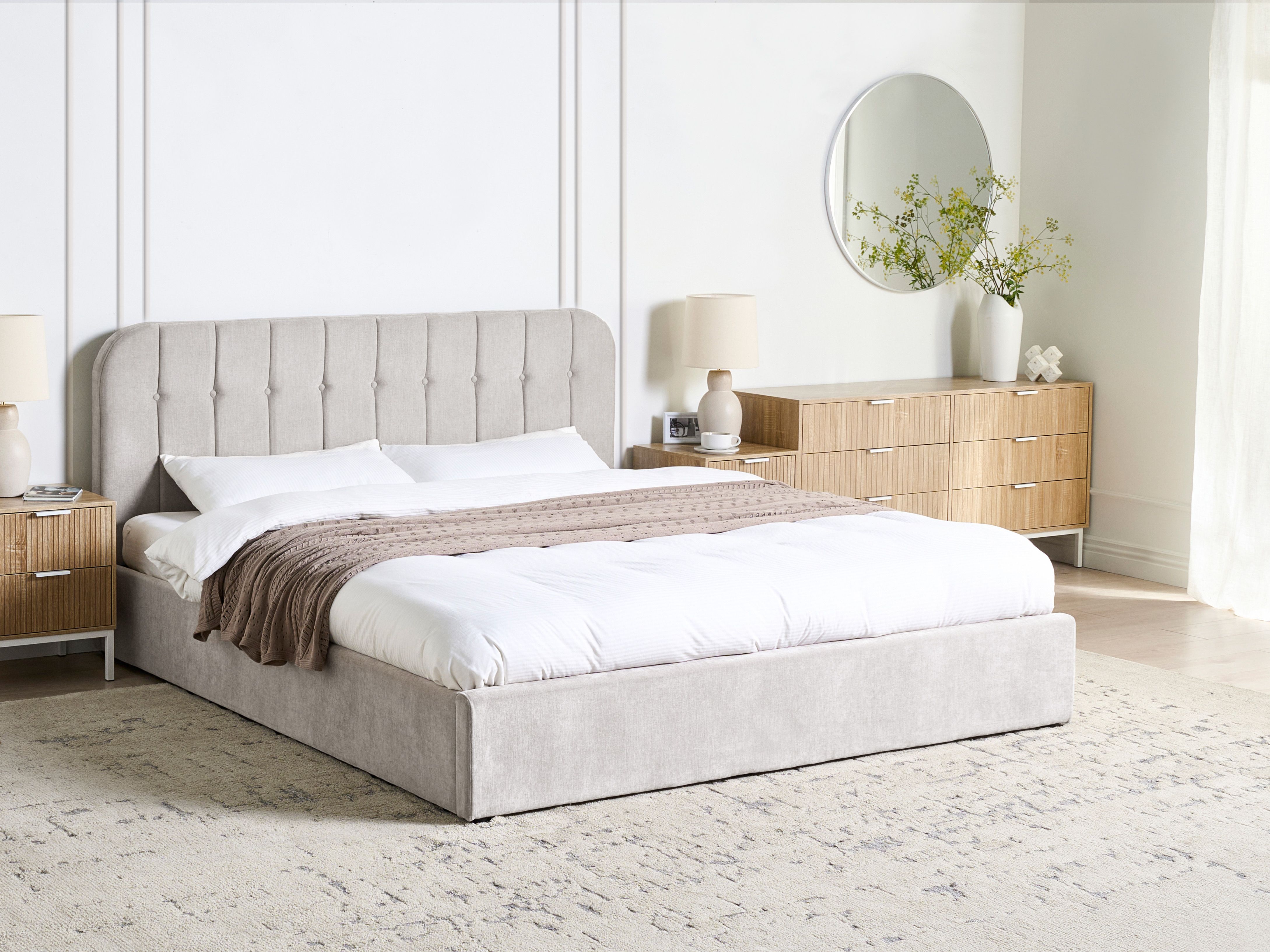 Ottoman Bed Fabric CHALLANS 180 x 200 cm (EU Super King) Off-White