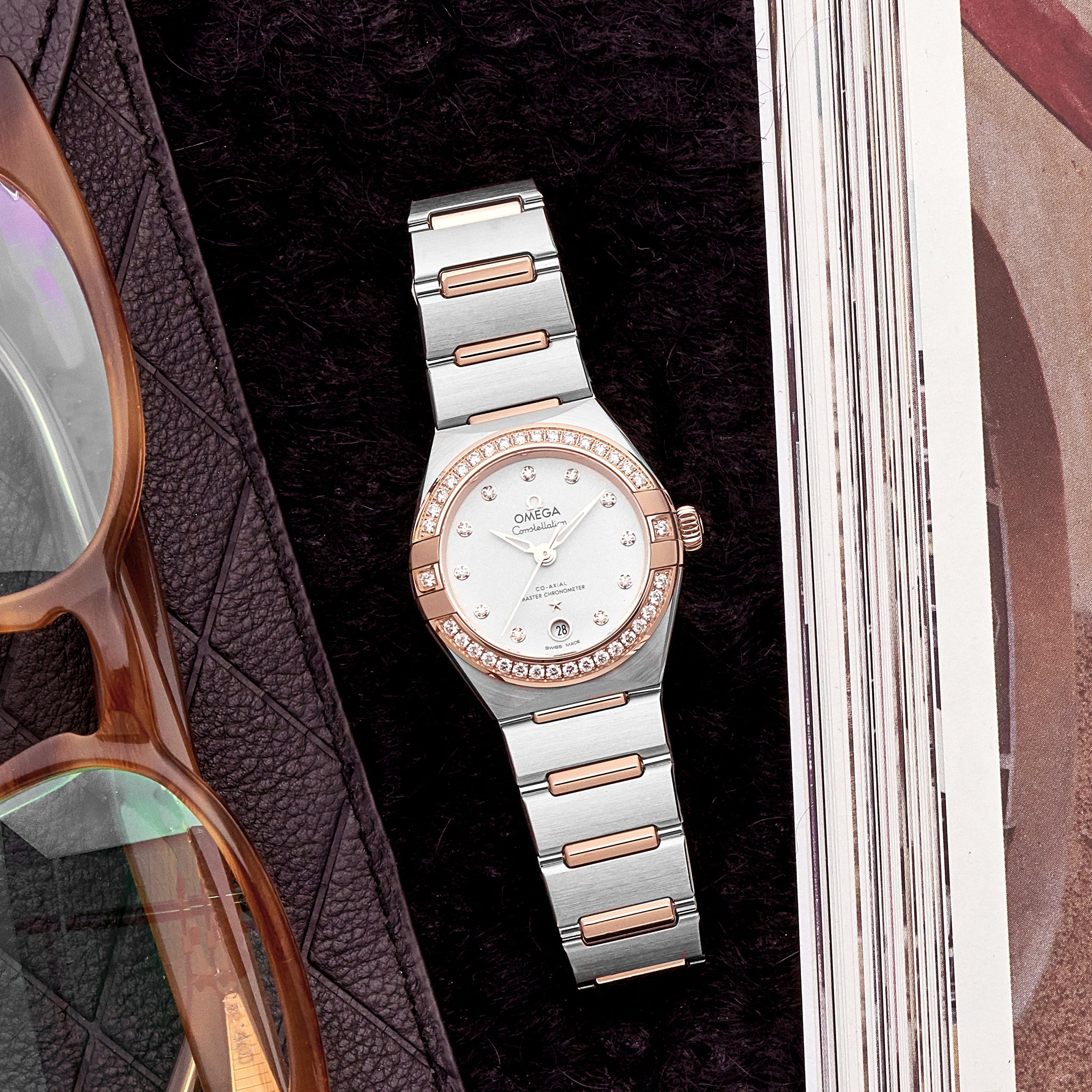 Constellation Co-Axial Master Chronometer 29mm Sedna Gold Two-Tone With Diamond-Set Bezel(1:1 replica) - Elite Watch Atelier