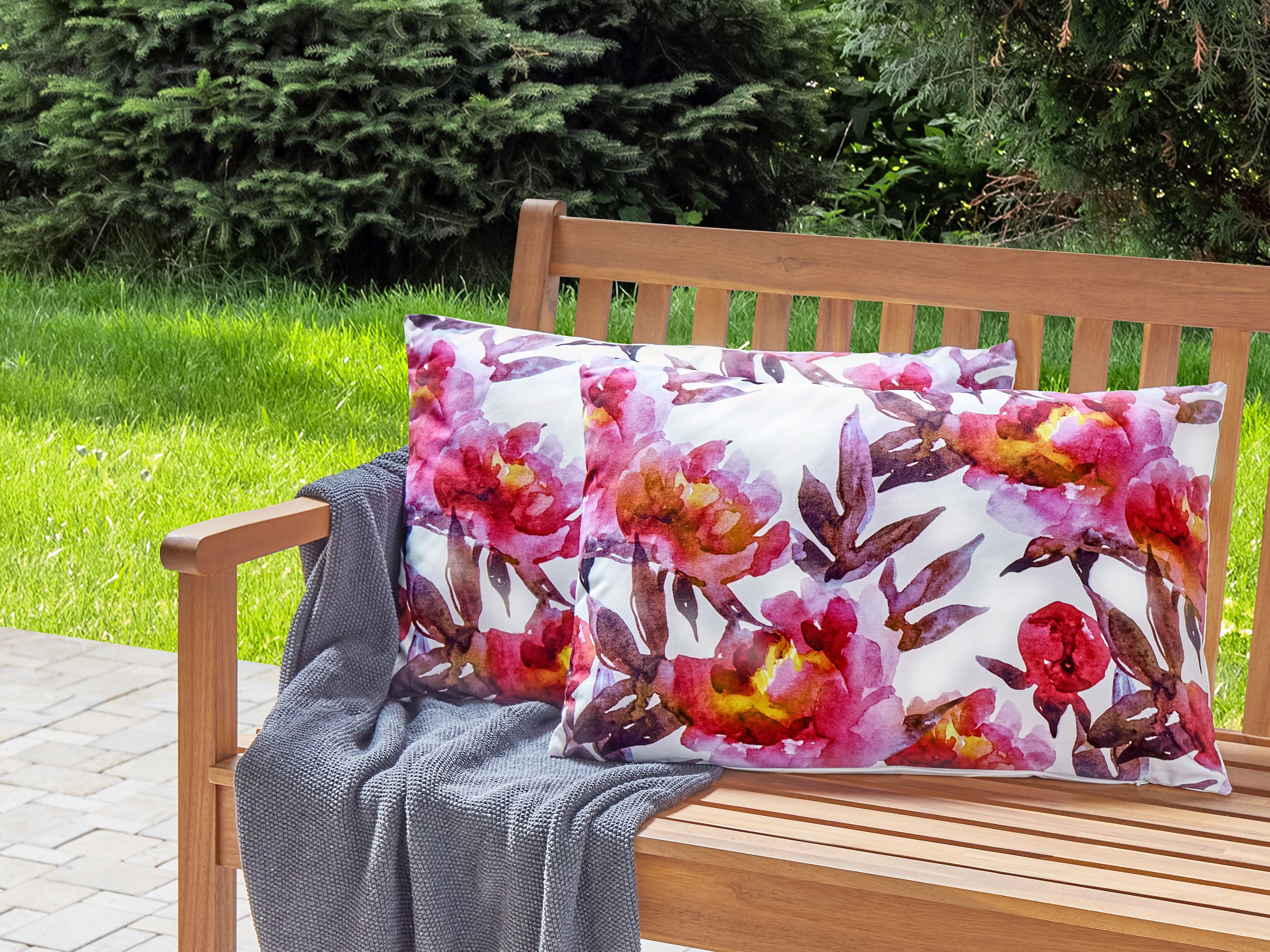 Set of 2 Outdoor Cushions LANROSSO Floral Pattern 40 x 60 cm Pink