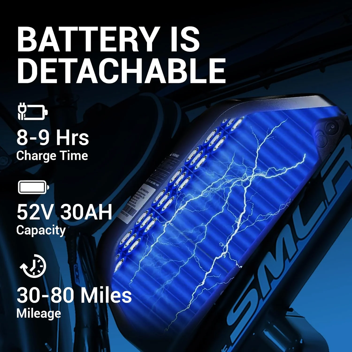 3000W Peak Dual Motor Ebike, 52V 30AH Battery Electric Bike for Adults, 7-Speed 40MPH AWD Ebike Mountain Snow E-Bike with 26" x 4.0 Fat Tire MTB Hydraulic Disc Brake for Off-Road Snow - Image 8