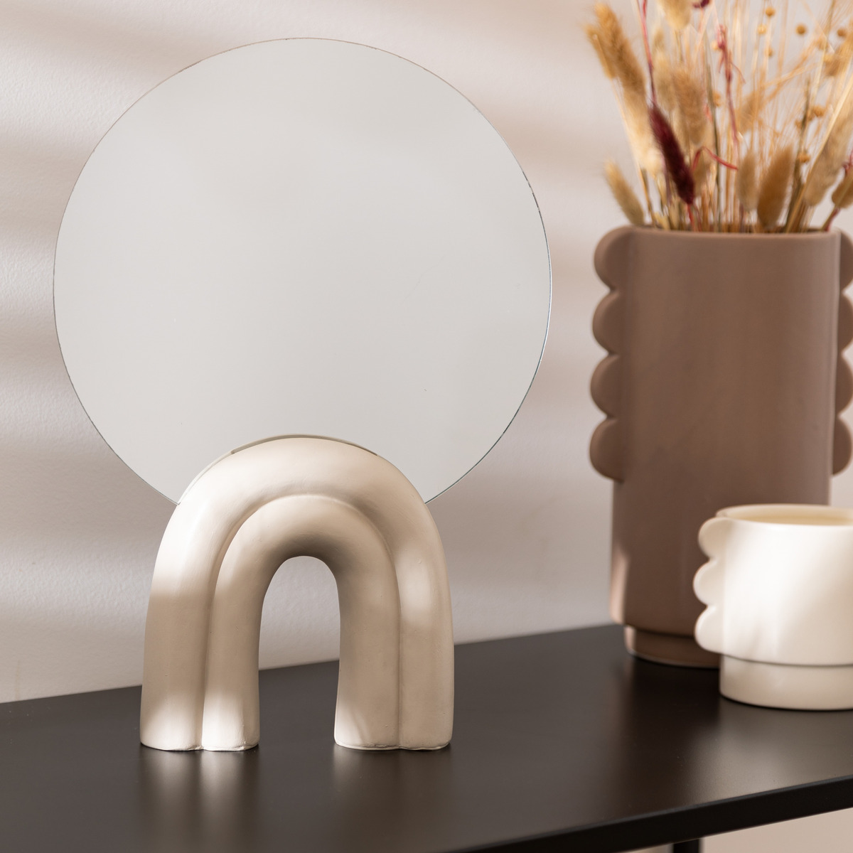Table mirror "Wavy bliss" White, H.36 cm