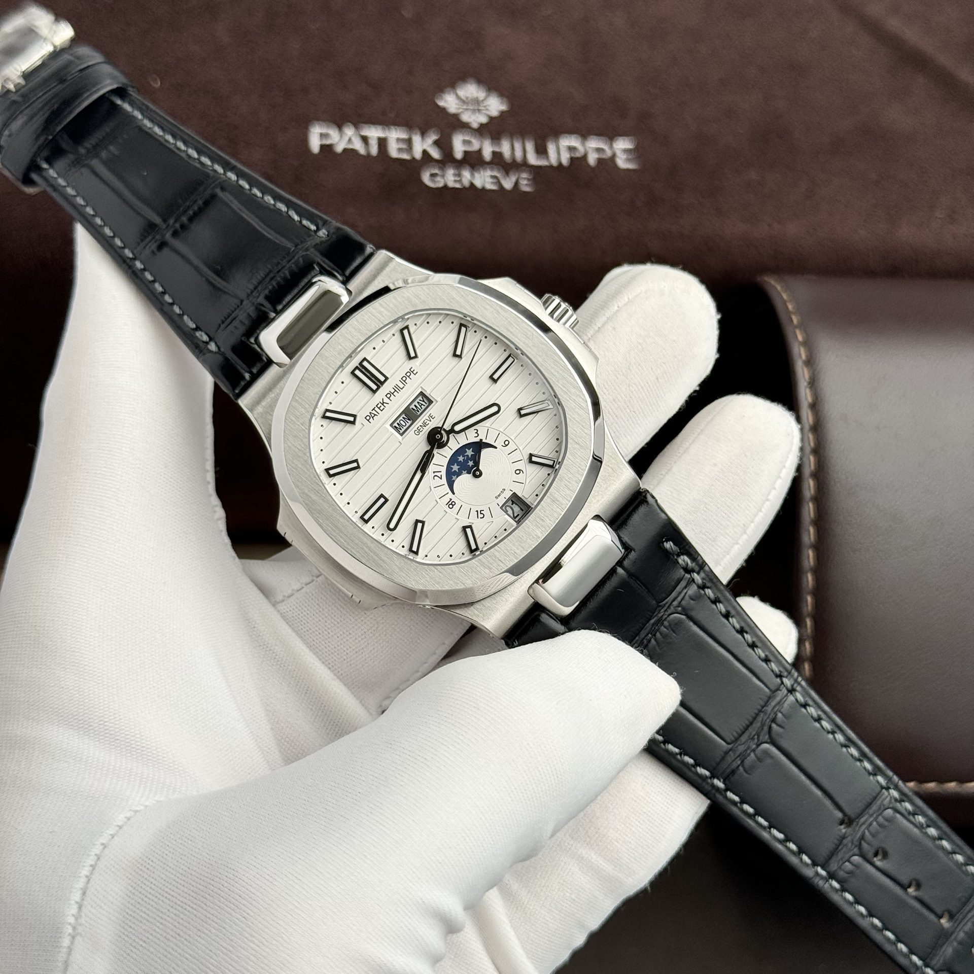 Patek Philippe Rep 11 Watch Nautilus 5726 Men s Leather Strap Factory GR 40.5mm - Elite Watch Atelier