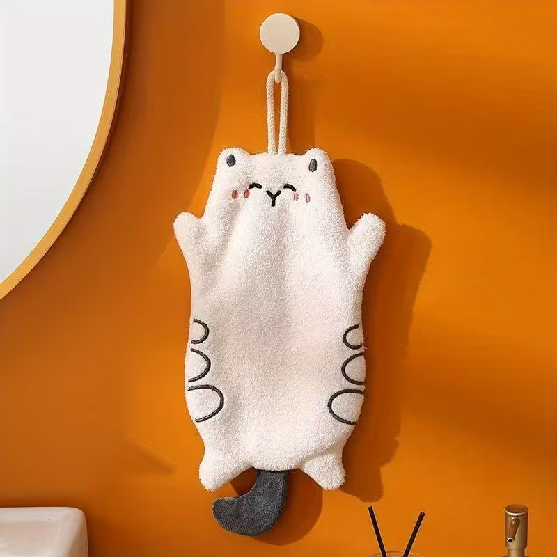 Cute cat Hanging Towel, Strong Water Absorption, Hand Towel Loved