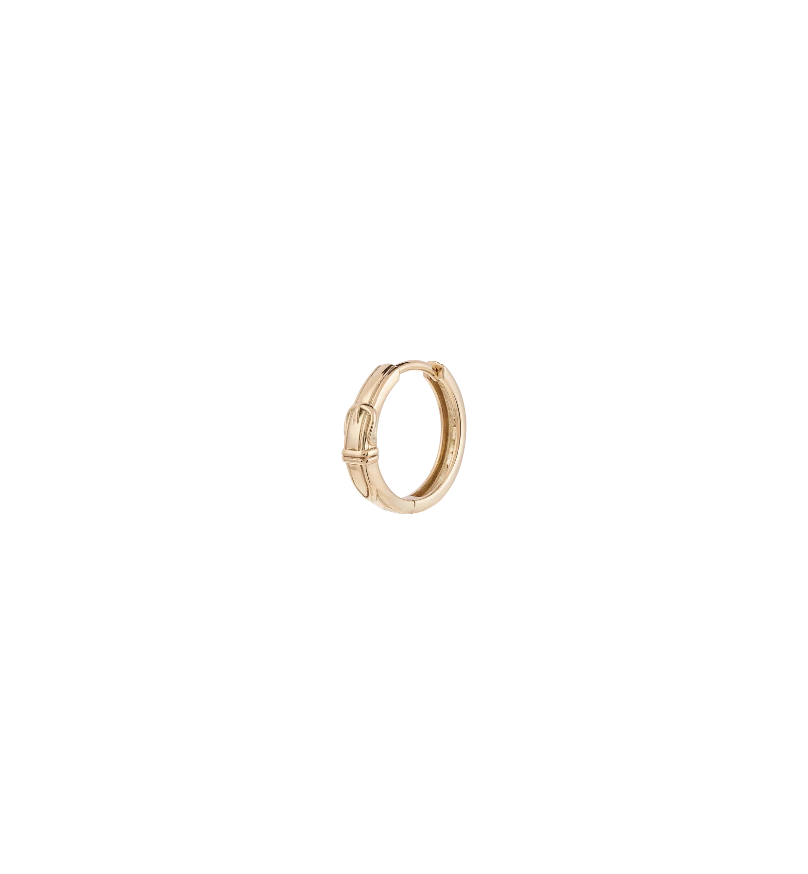 Single Buckle Up Hoop Earring 14K