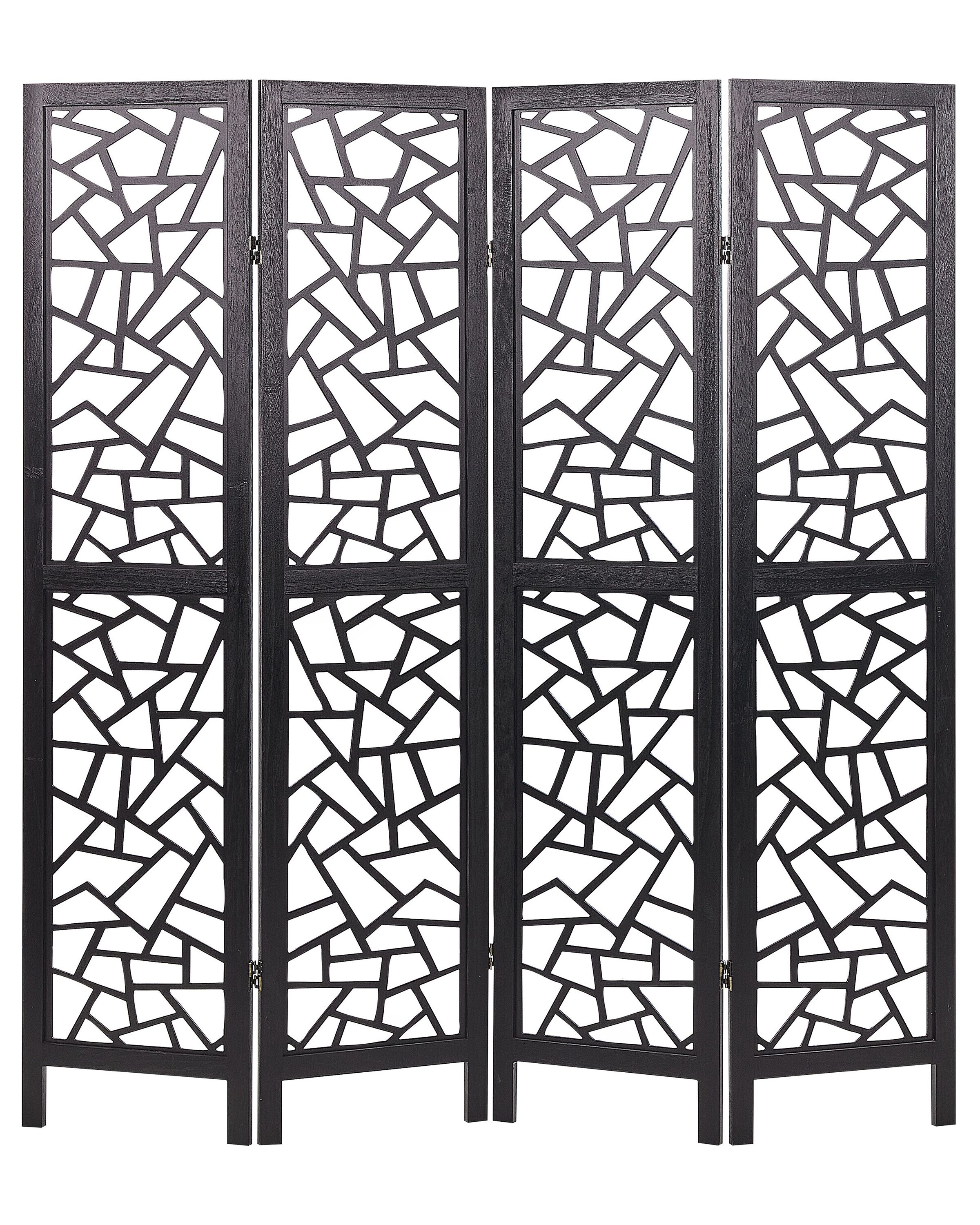 4 Panel Room Divider PIANLARGO Black 163 cm 170 cm
