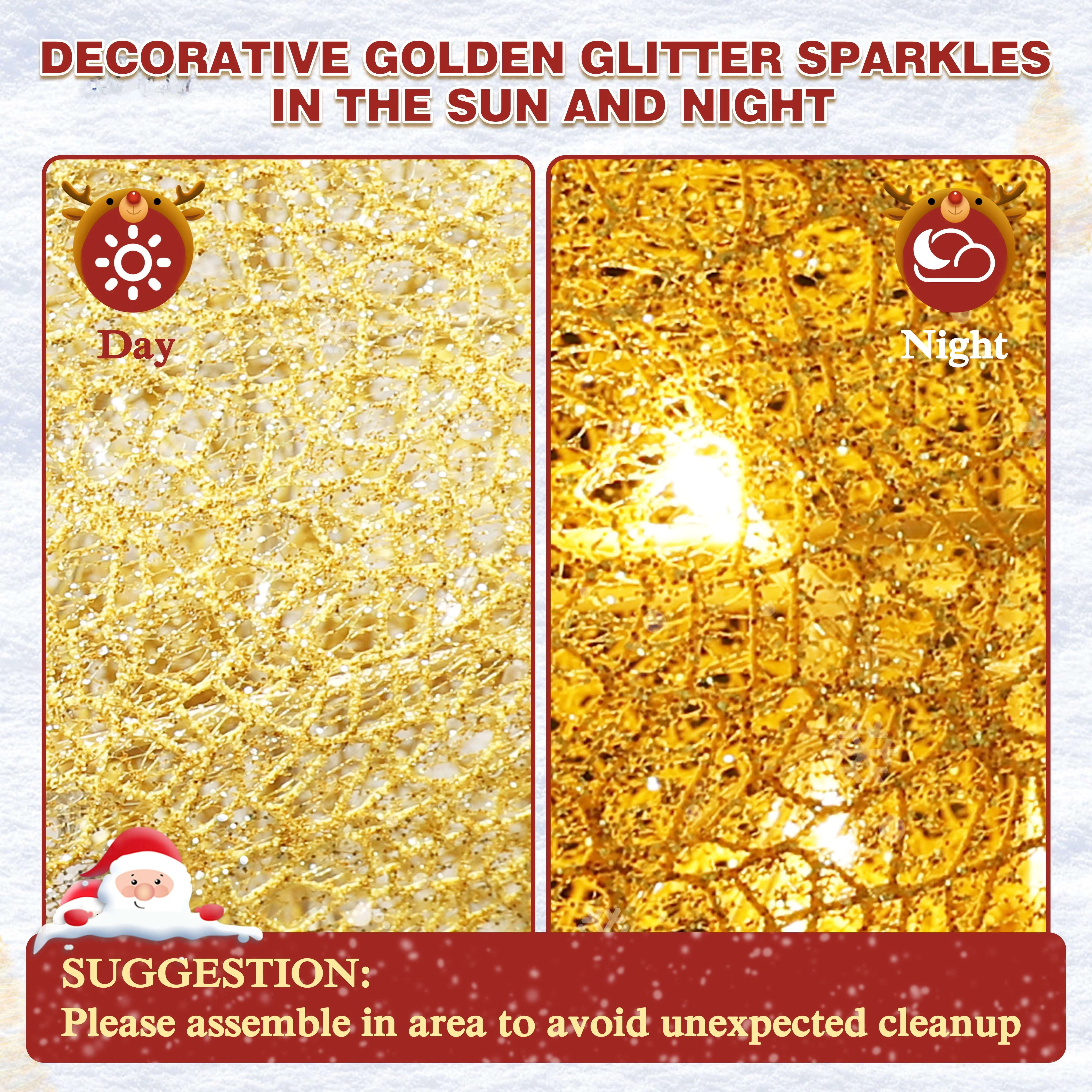 VEIKOUS Christmas Lighted Deer Family Set Outdoor Decor w/ 200 Warm Lights Reindeer Christmas Decor, Ground Stakes and Zip Ties, Gold - Image 4