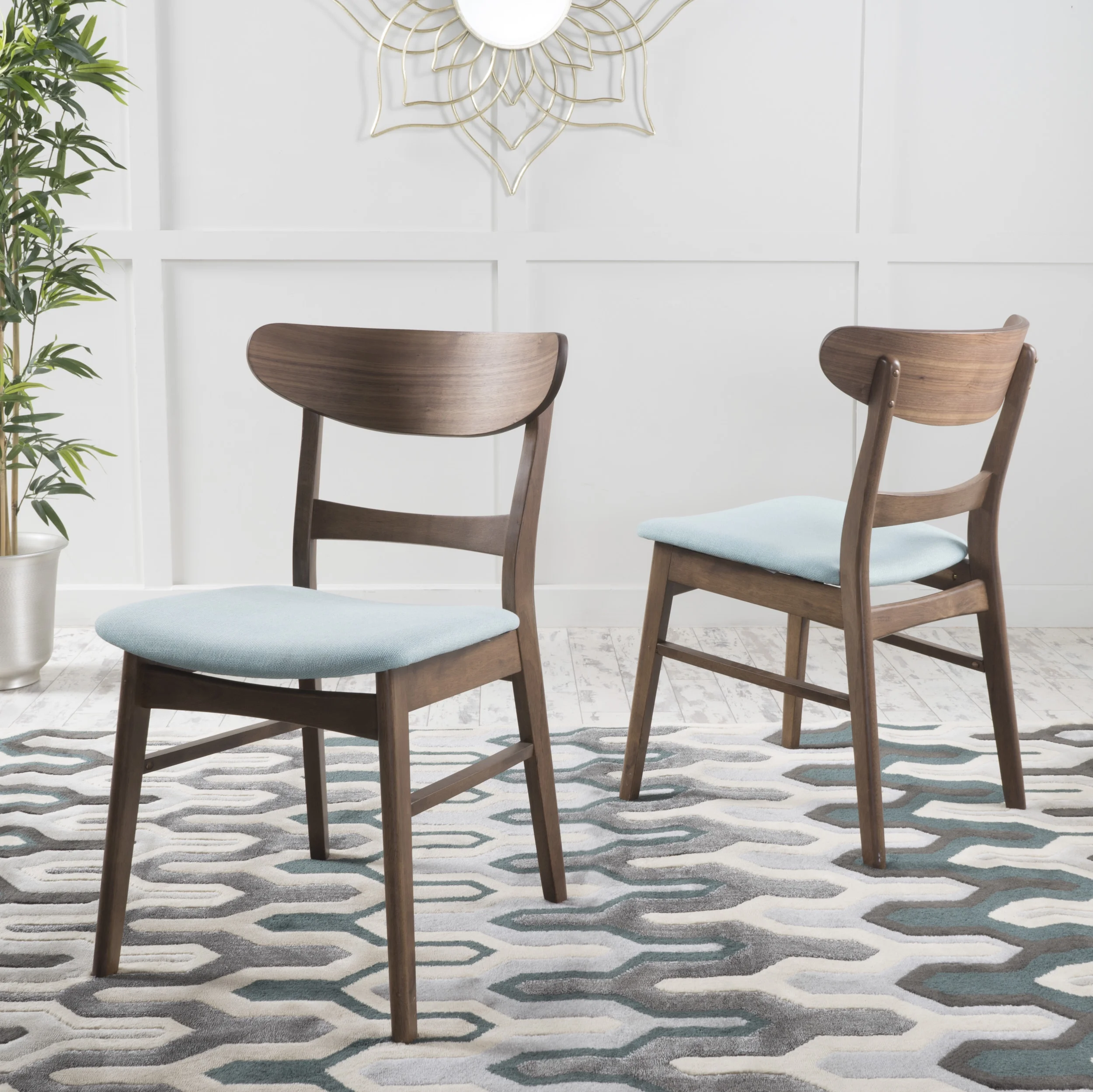 GDFSTUDIO Mid Century Modern Fabric Upholstered Rubberwood Dining Chairs, Set of 2, Dark Gray and Walnut - Image 41