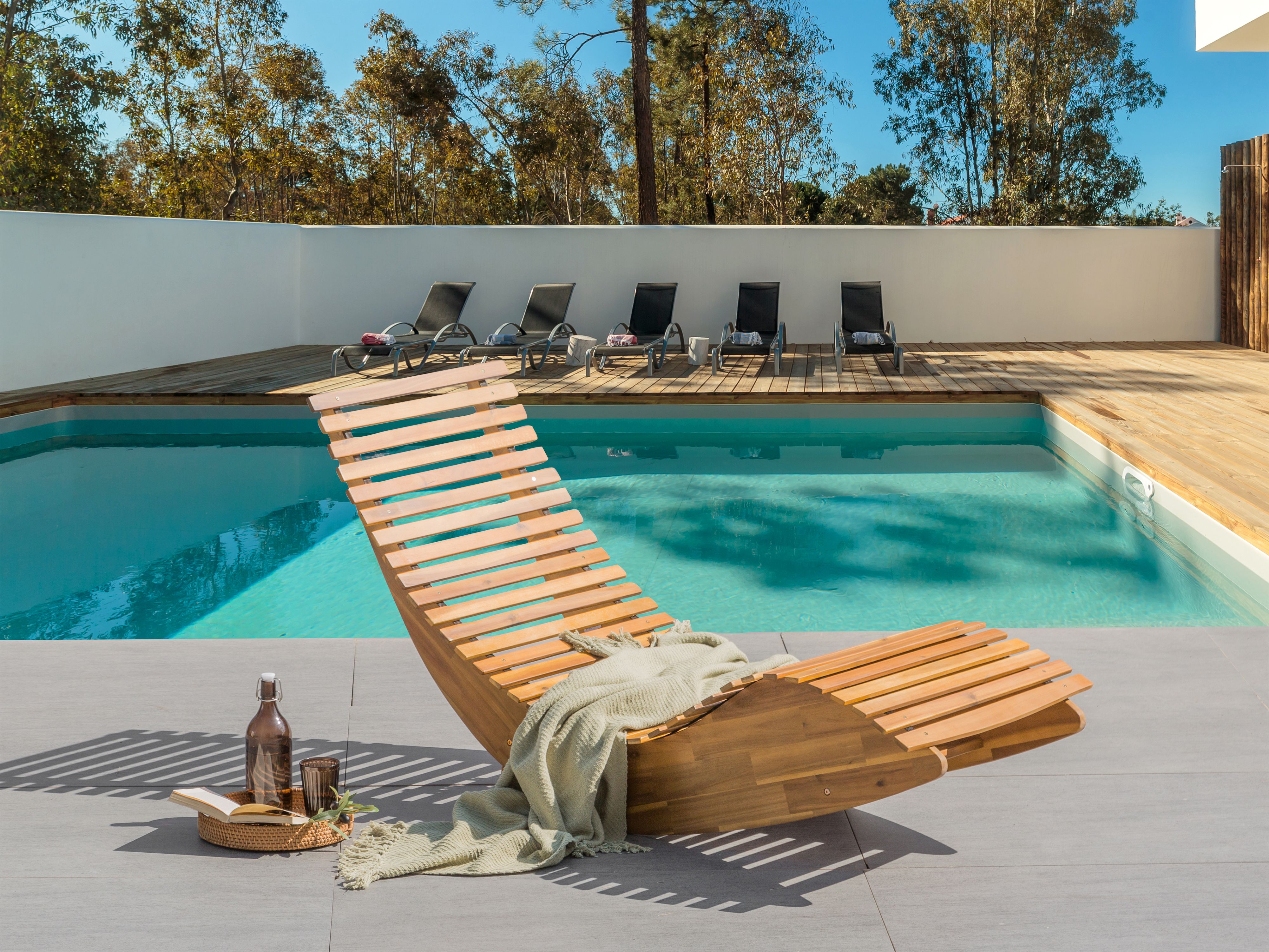 Sun Lounger BRESCIA II Acacia Wood Brown