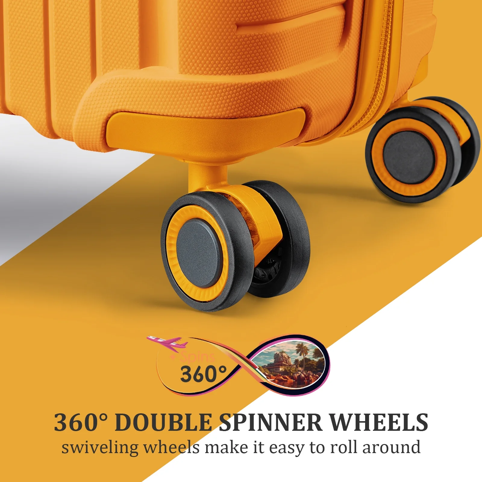 Joyway 5 Piece Luggage Sets Hardshell Lightweight Suitcase with TSA Lock Spinner Wheels-Orange - Image 6