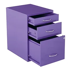 Osp Designs 3 Drawer Vertical Metal Lockable Filing Cabinet, Purple