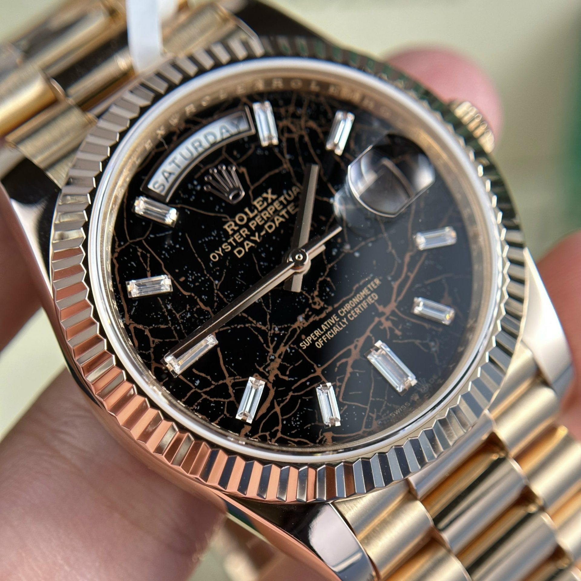 Rolex Best Replica Watch Day-Date 228235 Eisenkiesel Dial 18K Gold Wrapped GMF 40mm - Top club
