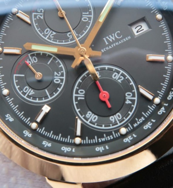 IWC Ingenieur Chrono YG IW3807 Black Dial Leather Strap - Top club