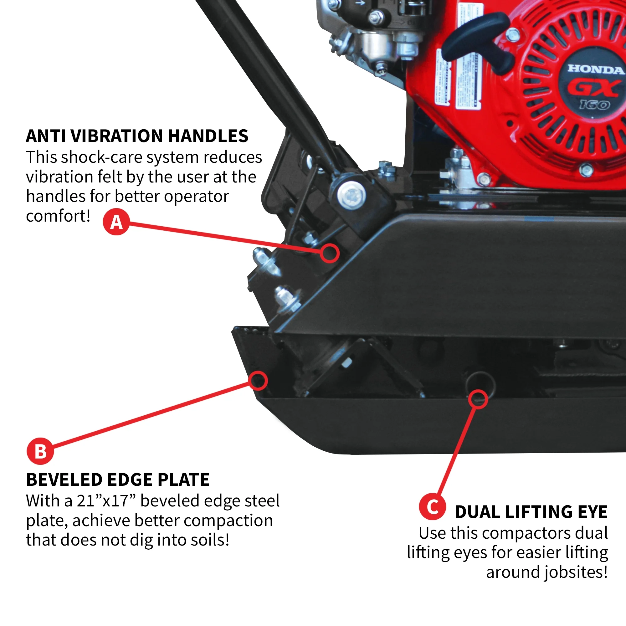 Tomahawk Power Plate Compactor 5.5 HP, 3000 lbs/ft, 63cc, Gas, 17 x 13 Plate Compactor, 5900 VPM - Image 6