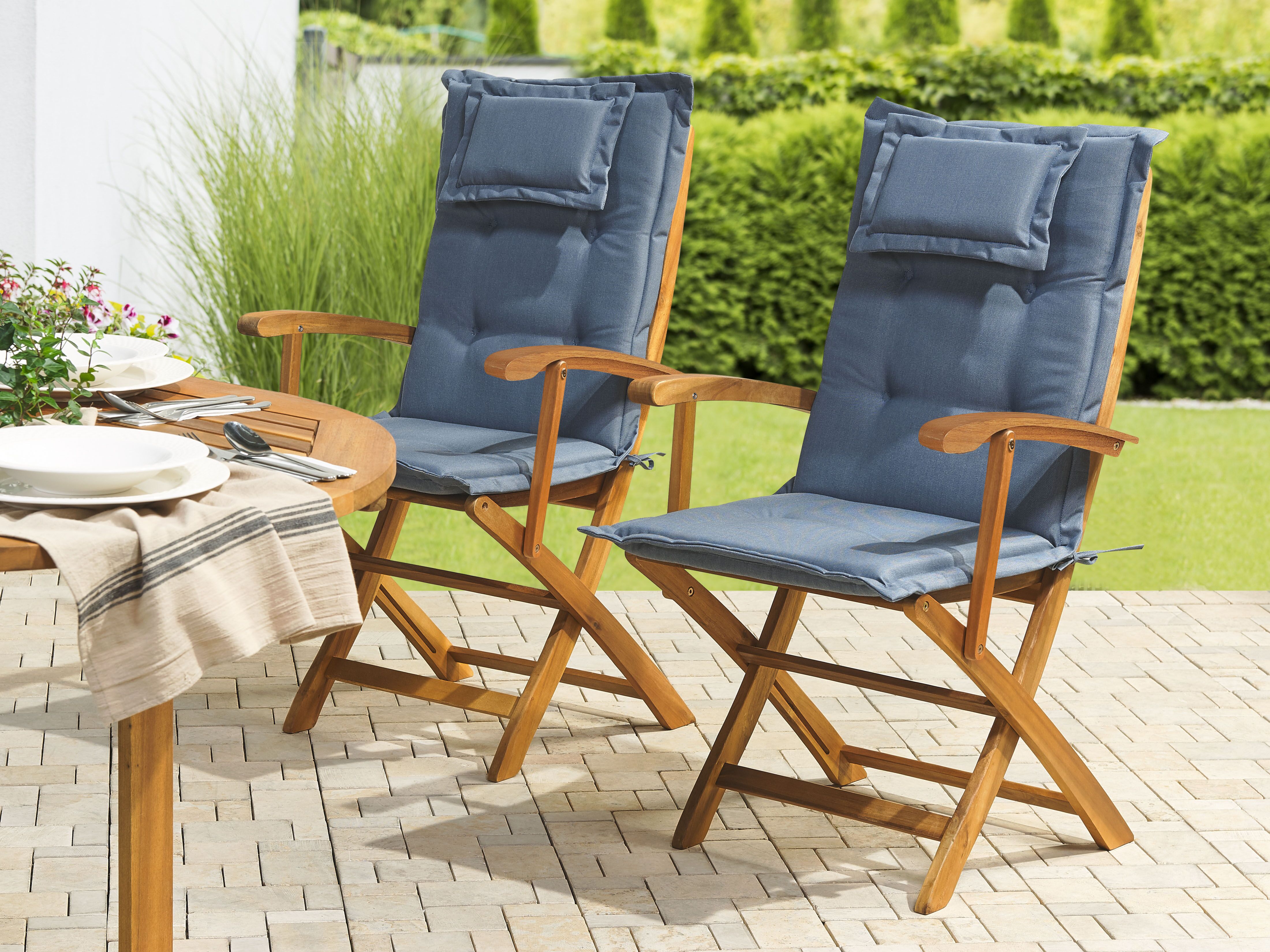 Set of 2 Back/Seat Cushions MAUI 40 x 54 cm Blue