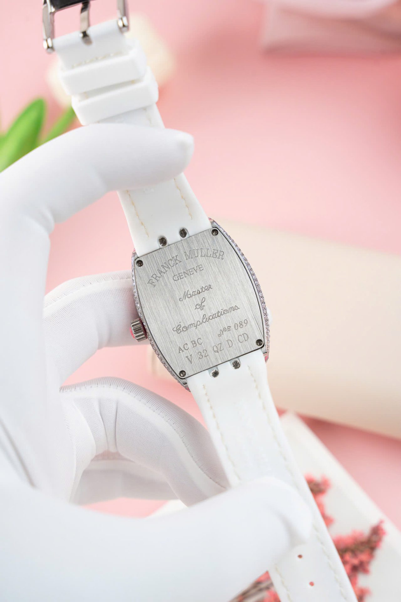 Franck Muller V32 Copies Watches White Dial Custom Diamonds Moissanite Hong Kong 36mm - Top club