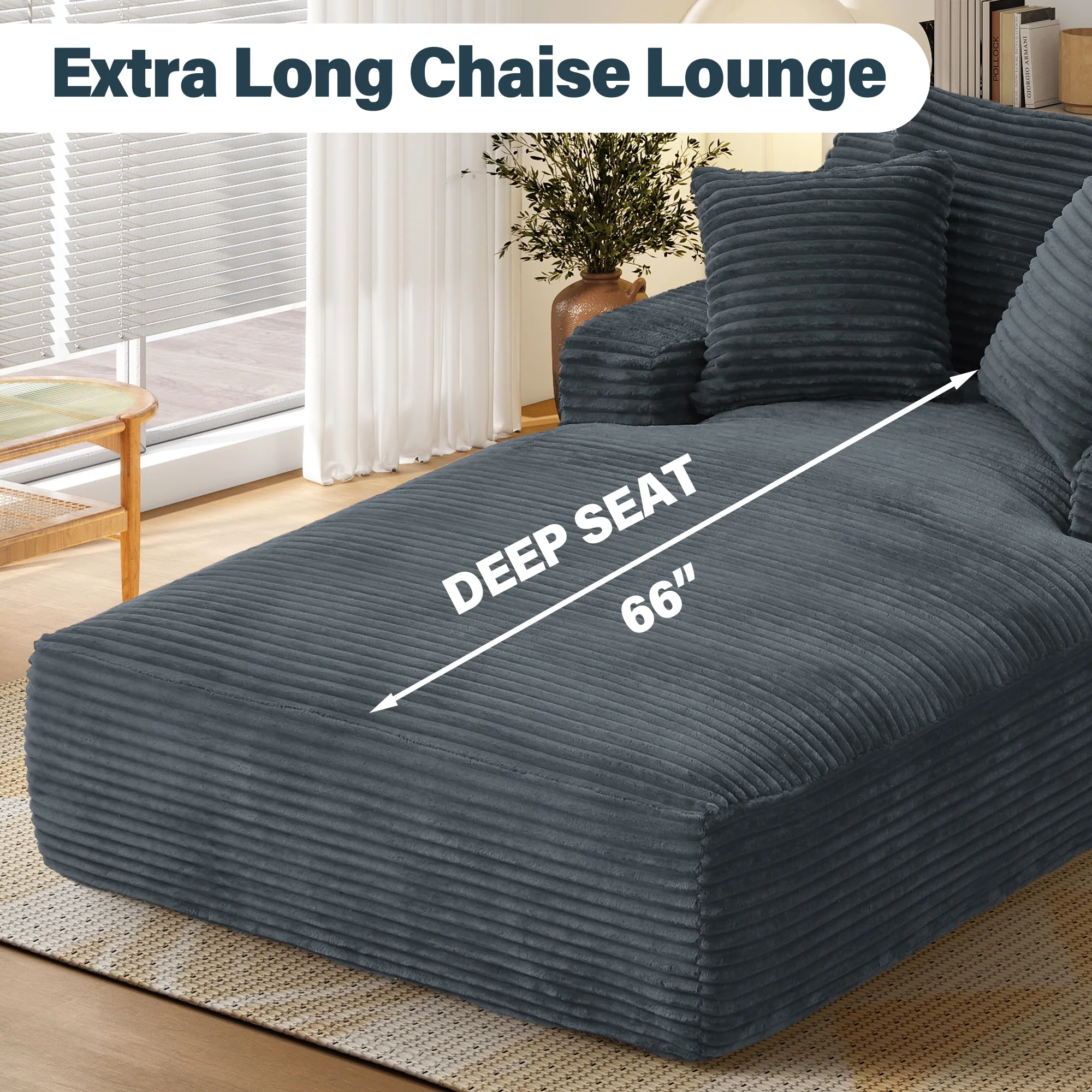 Aukfa 78.7" Extra Long Chaise Lounge Sofa, Oversized Upholstered Couch with 3 Pillows for Indoor Living Room/Bedroom,Orange - Image 52