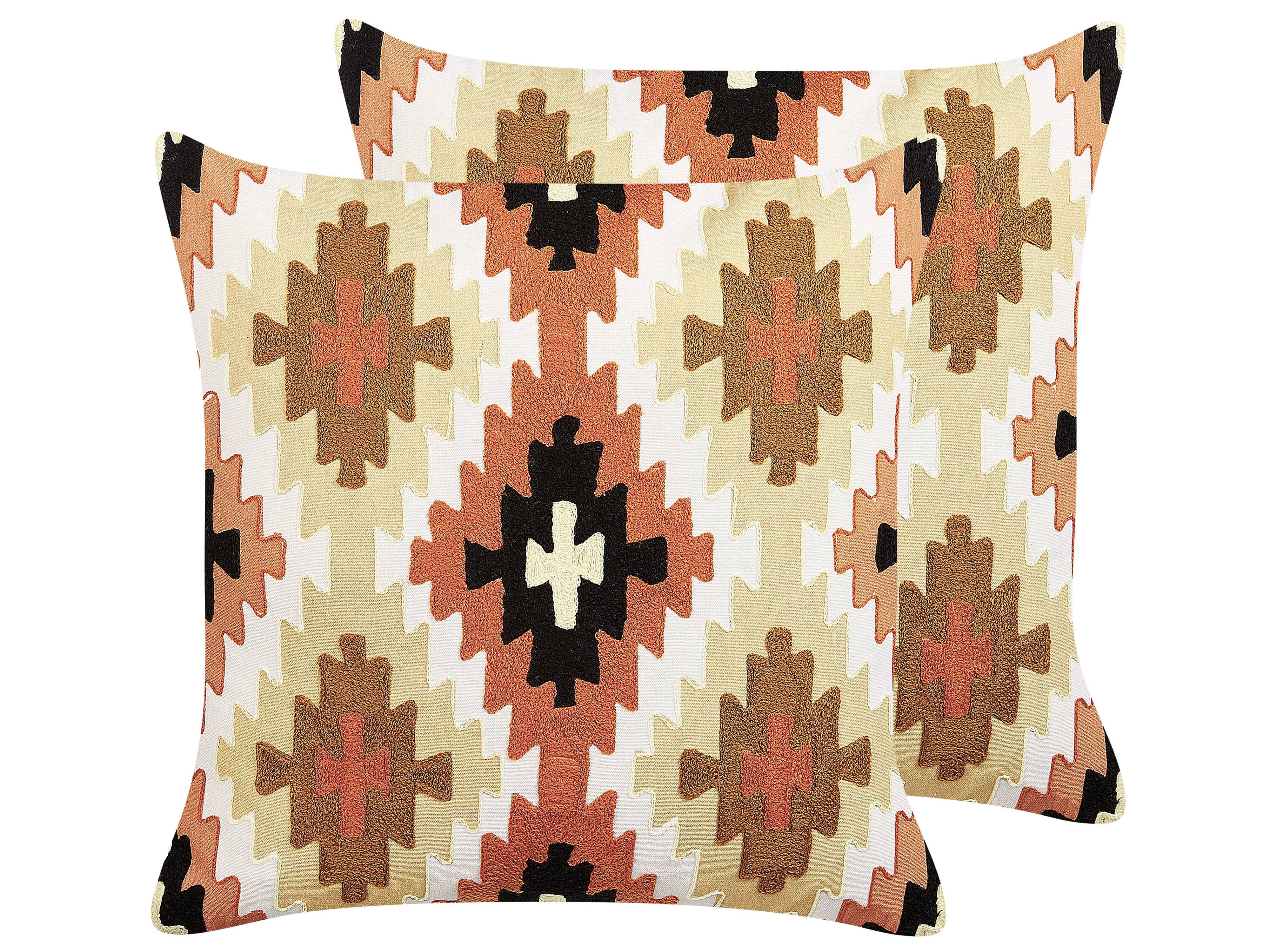 Set of 2 Decorative Cushions SERAMPORE Cotton 50 x 50 cm Multicolour Geometric Pattern