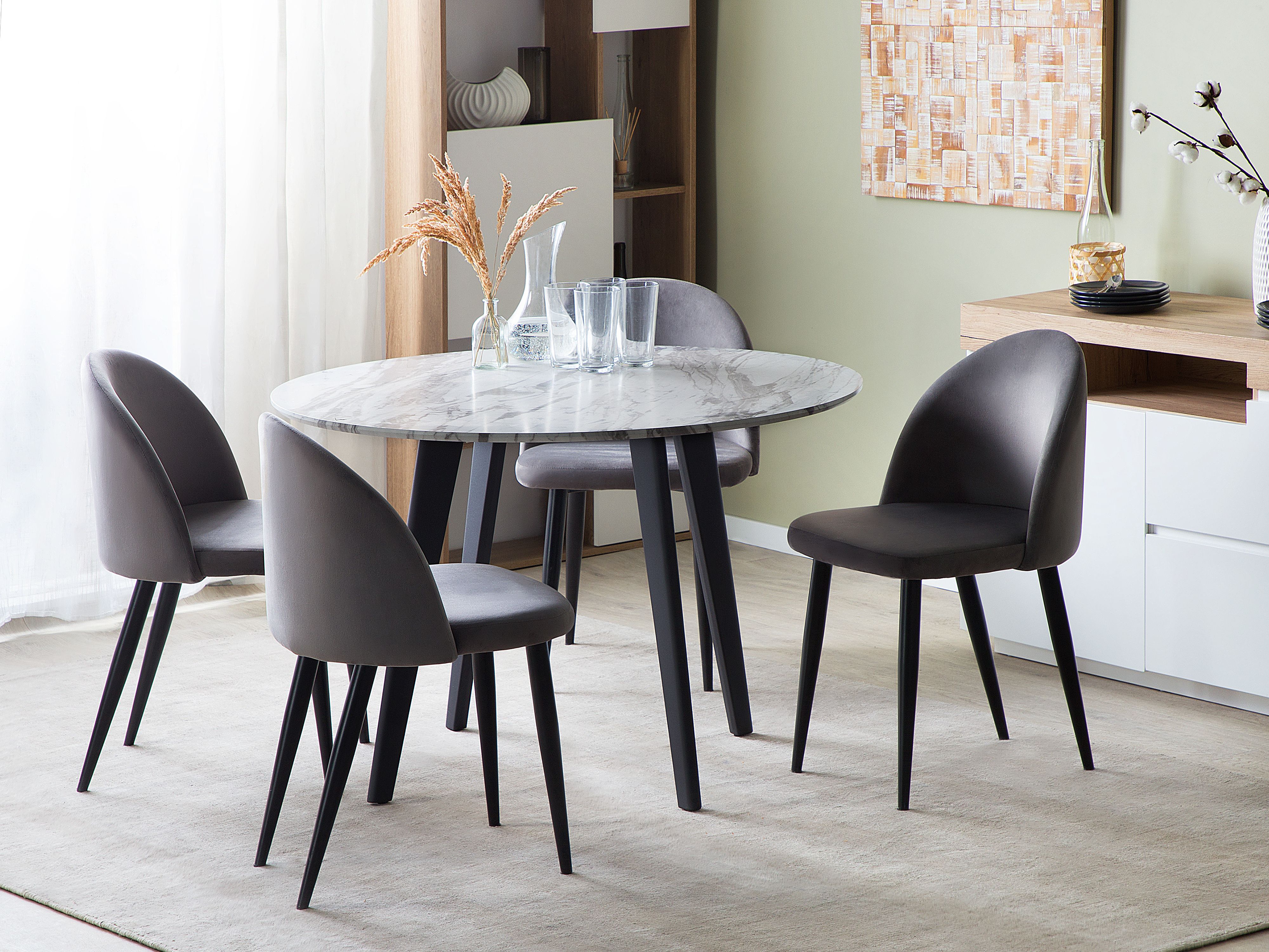 Dining Table MOSBY White Marble 110 cm 110 cm