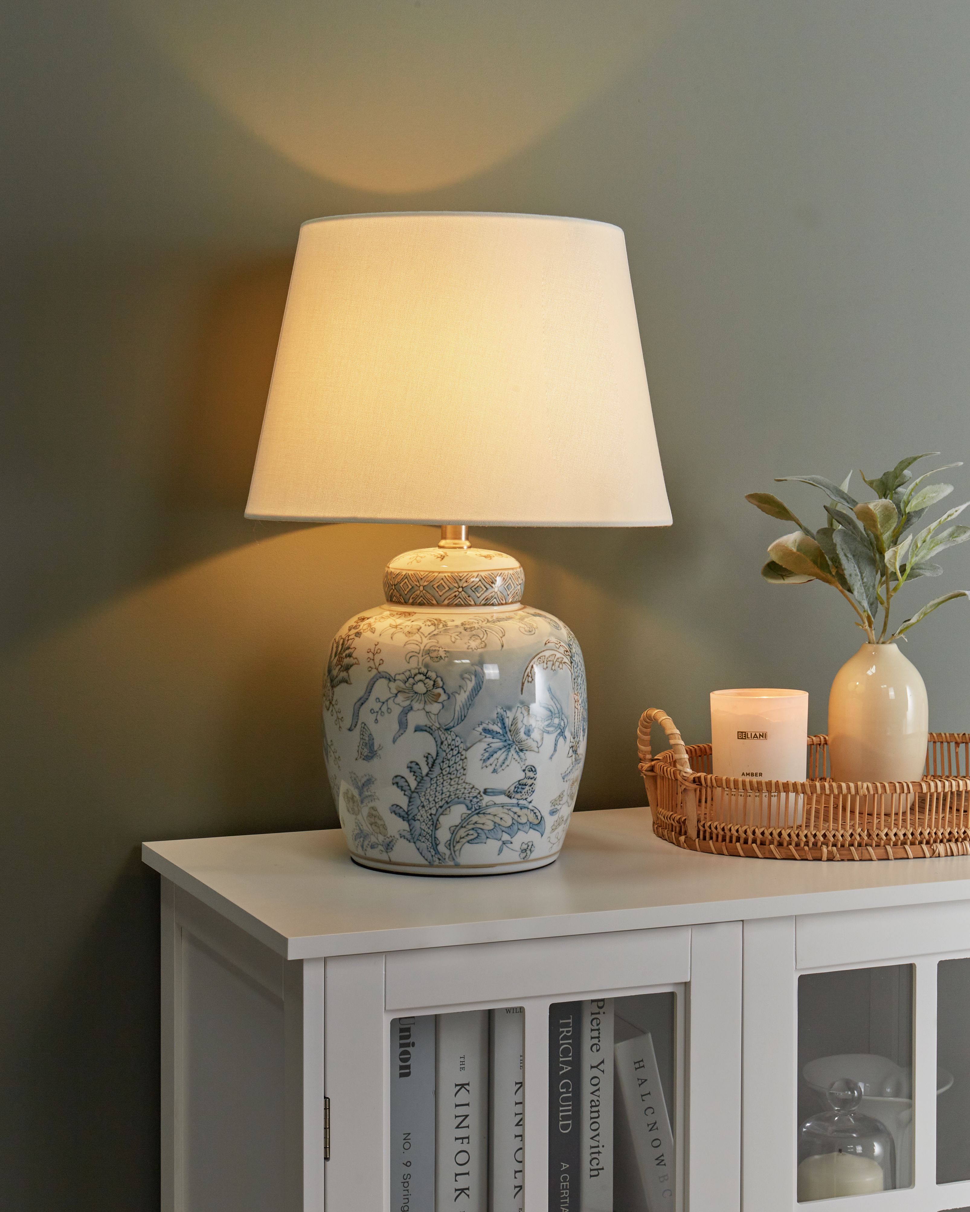 Table Lamp JAMAPA Porcelain White/ Blue