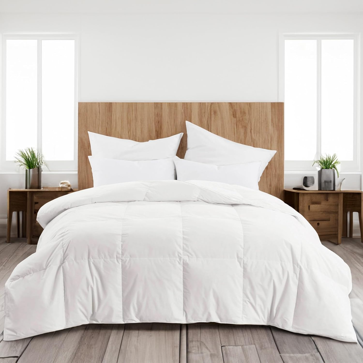 Highland Feather Summer Lightweight Airy White Goose Down Comforter with 300 Thread Count Tencel Organic Cotton Shell Luxurious Soft Duvet Insert Manufactured in Canada (950 Loft, Queen)