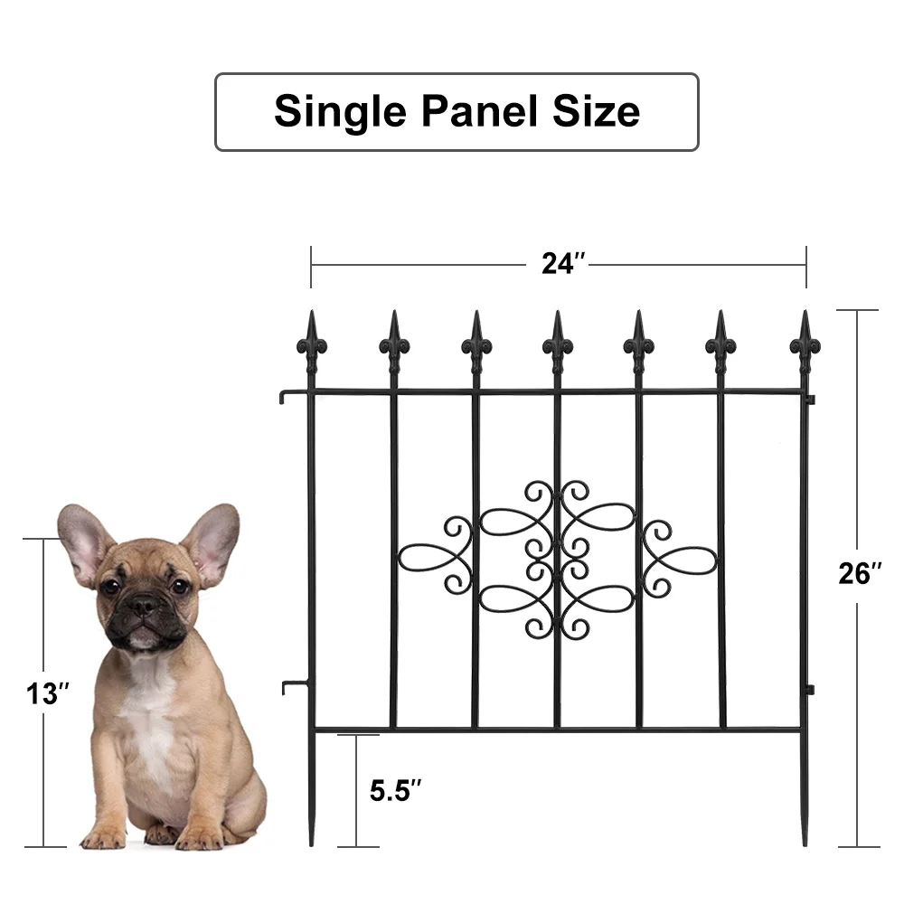 Amagabeli GARDEN & HOME Decorative Garden Fence GFP008 27inx10ft Outdoor Coated Rustproof Metal Garden Fencing Panel Animal Barrier Iron Folding Edge Wire Border Fence Ornamental for Patio Landscape - Image 5