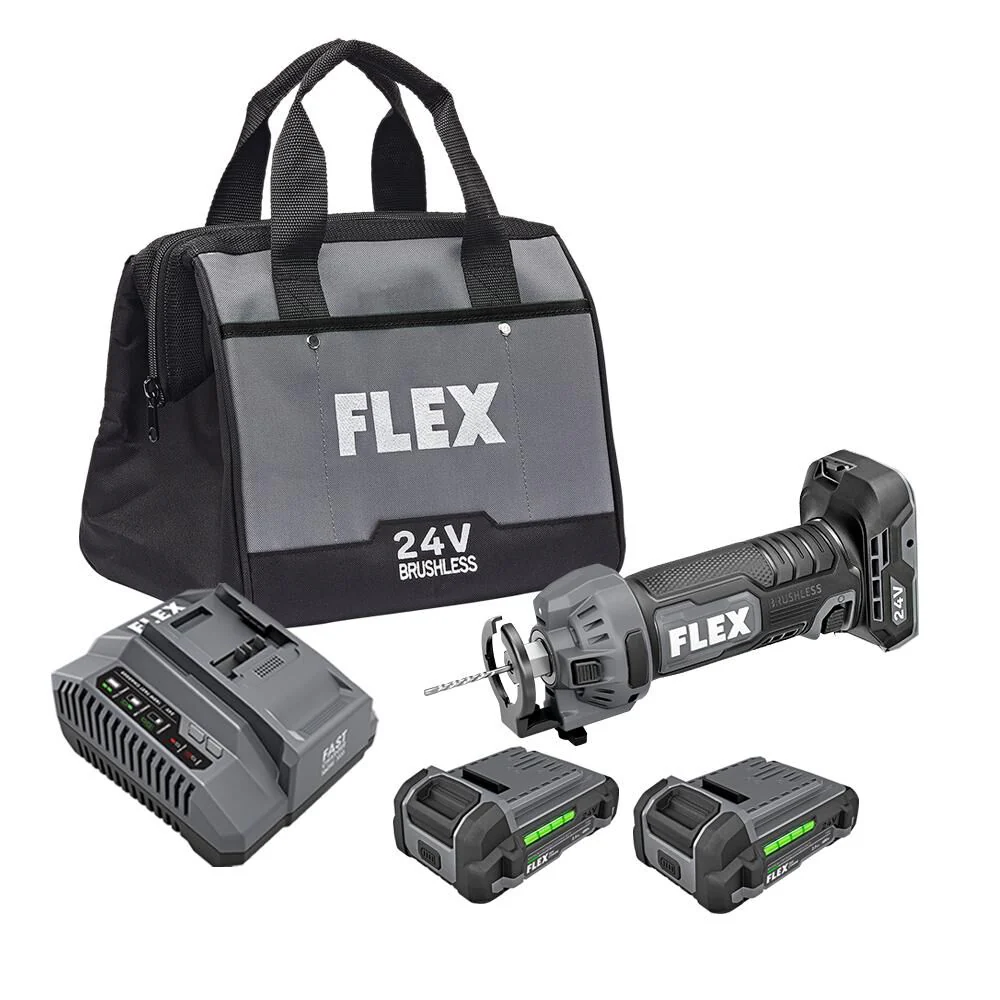 Flex FX2471-2A 24V Brushless Drywall Cut Out Tool Kit (2x 2.0Ah)