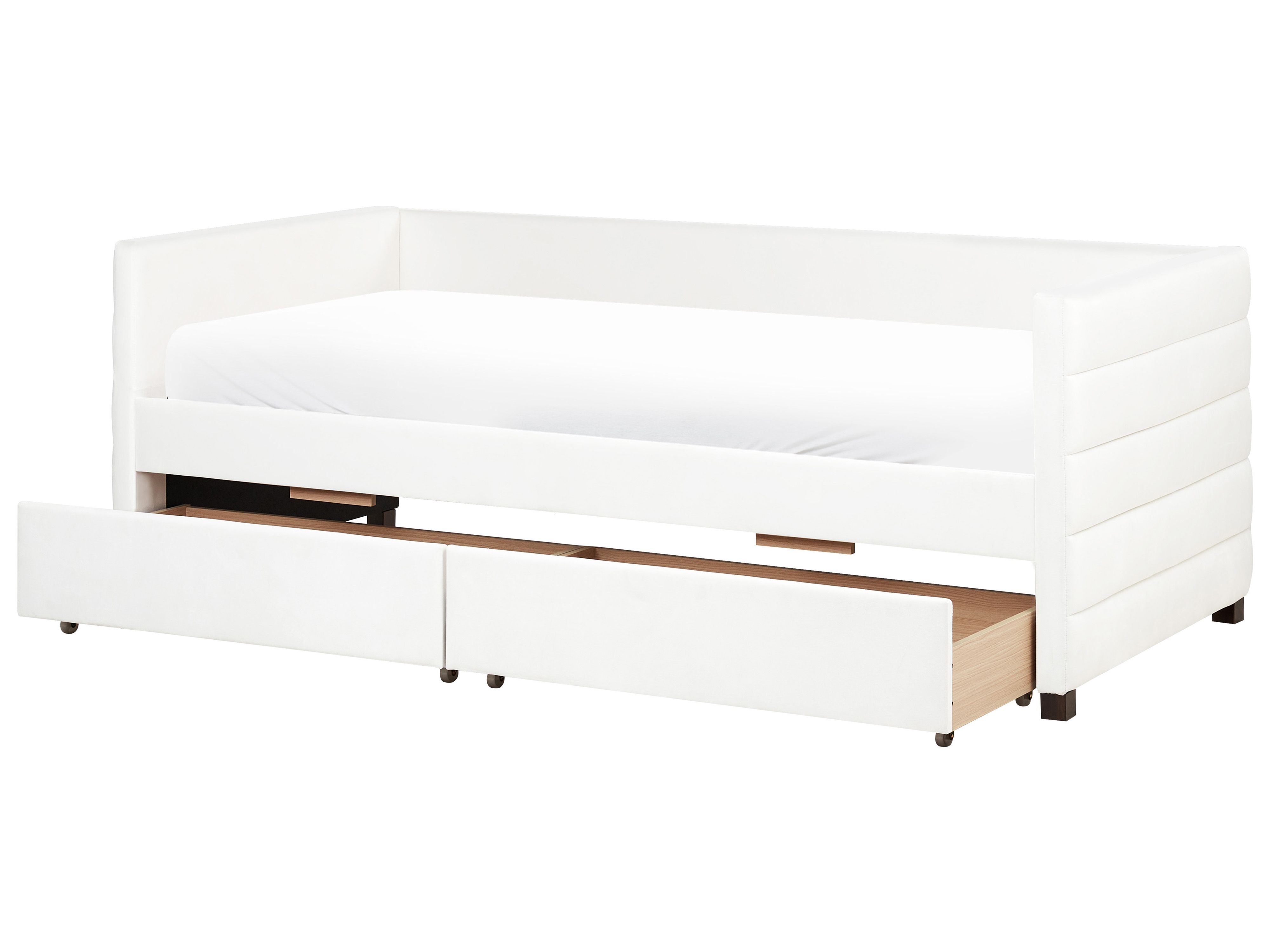 Daybed with Storage Velvet MARRAY 90 x 200 cm (EU Single) Off-White