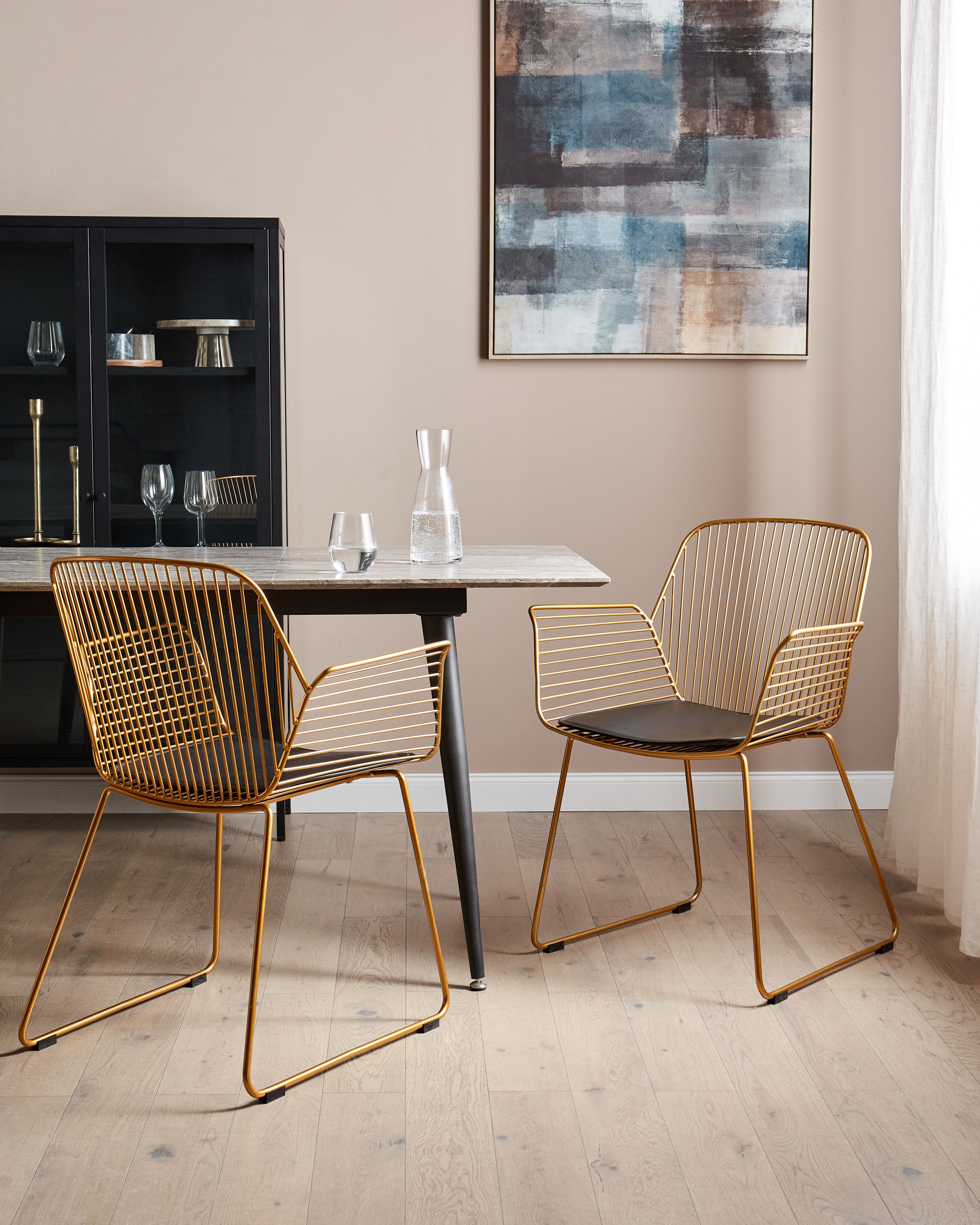 Set of 2 Dining Chairs APPLETON Metal Gold