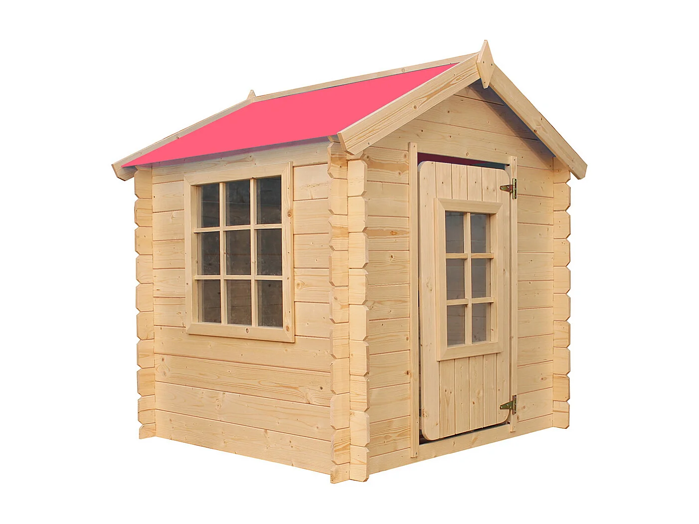 Maison en bois pour enfants - toit rouge - 111x114xH121cm/0.9 m2 - M570R-1