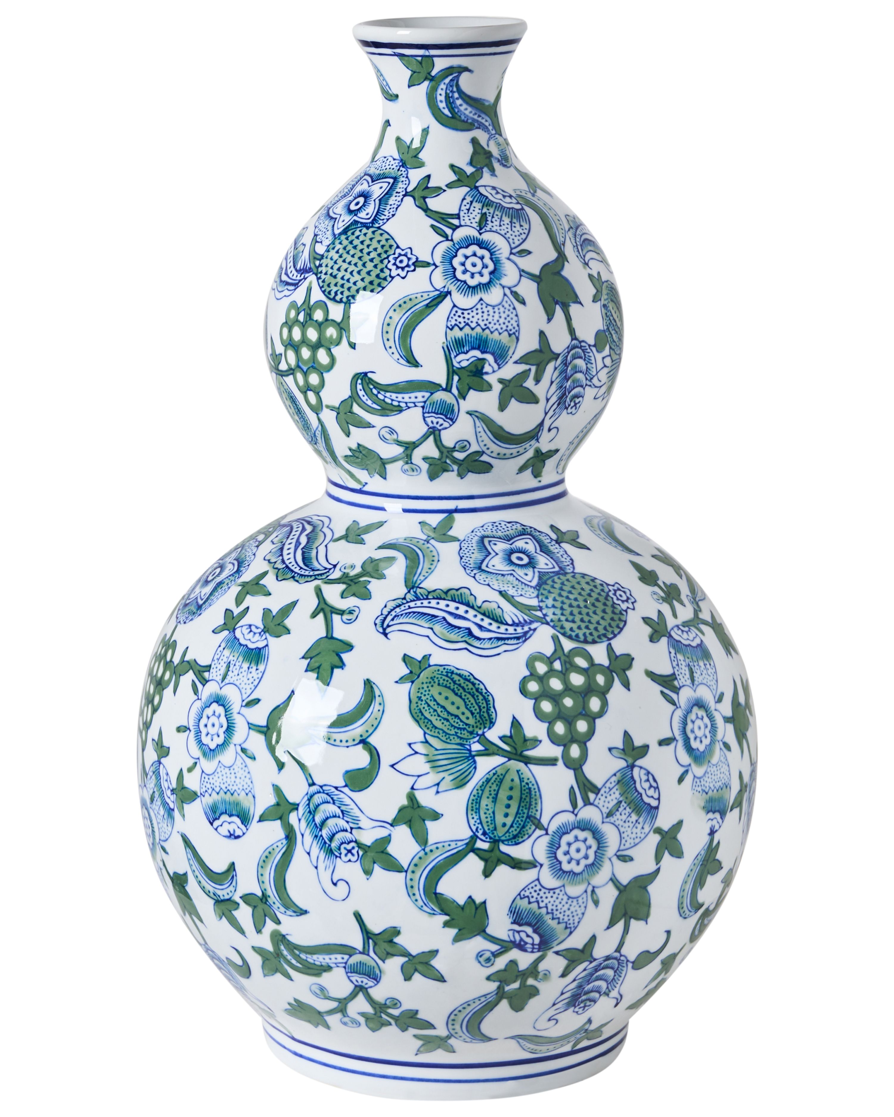 Flower Vase MOSTOLES Porcelain 45 cm White/ Blue