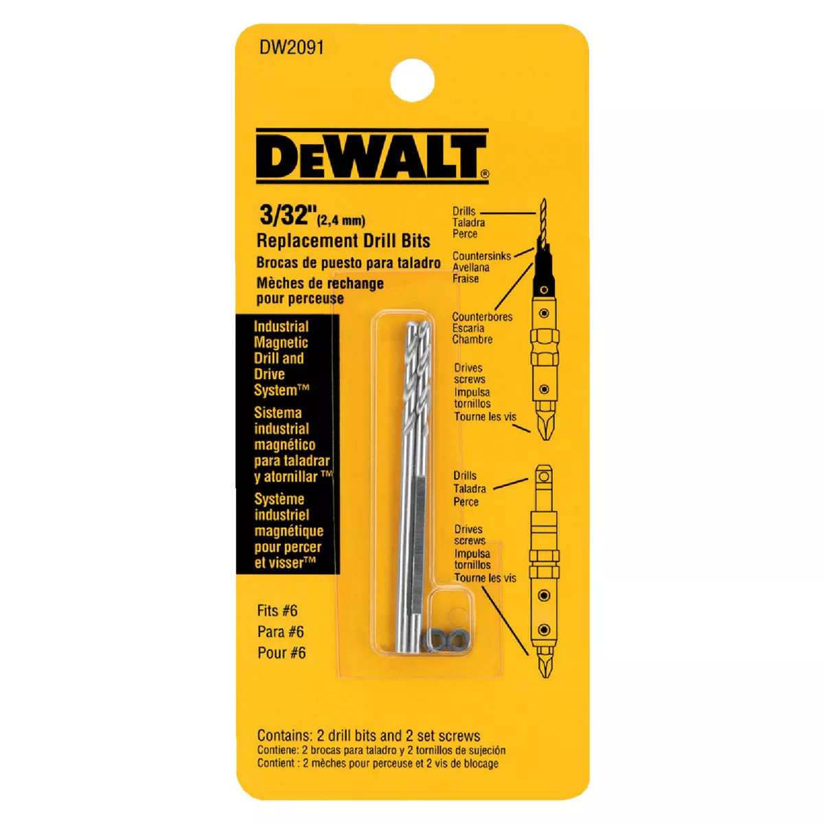 DEWALT #6 Black Oxide Drill & Drive Replacement Drill Bit (2-Pack)