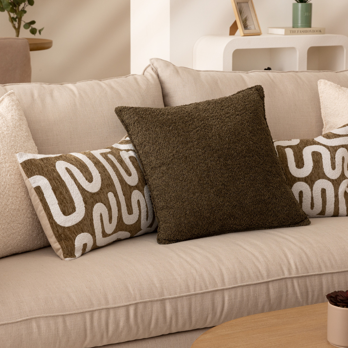 Terry cushion "Saona" Khaki green, 45x45 cm