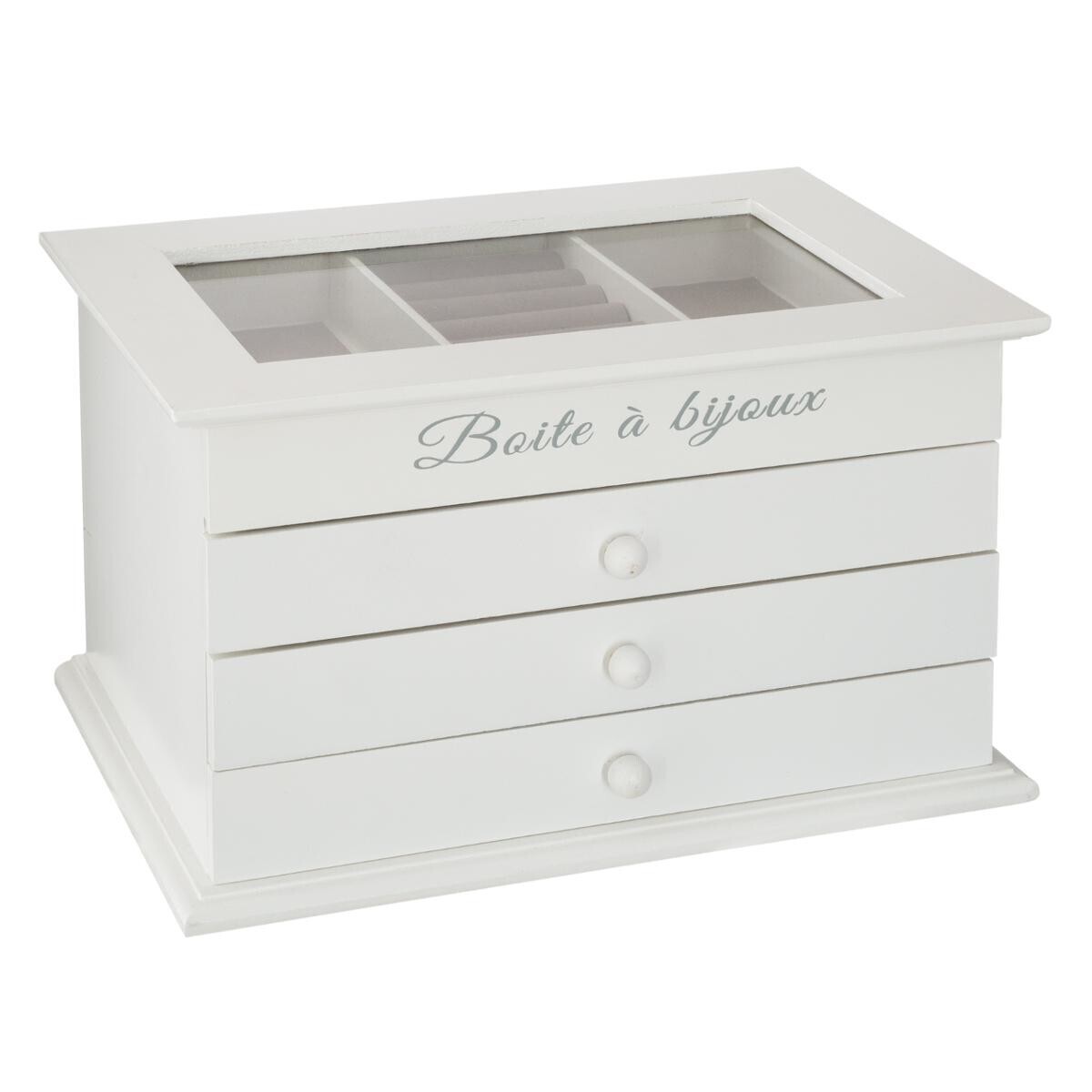 Jewellery box 3 drawers White, 25x15 cm