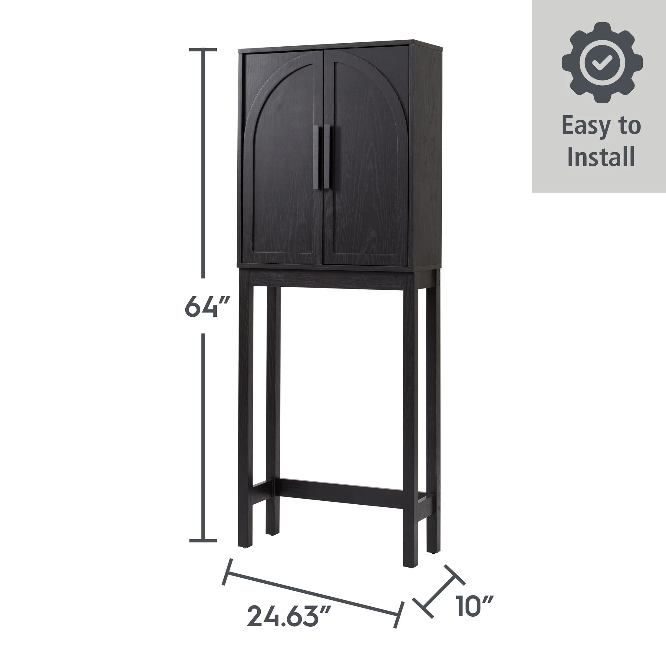 Better Homes & Gardens Juliet over-the-Toilet Space Saver Cabinet, 2 Adjustable Shelves, Black - Image 6