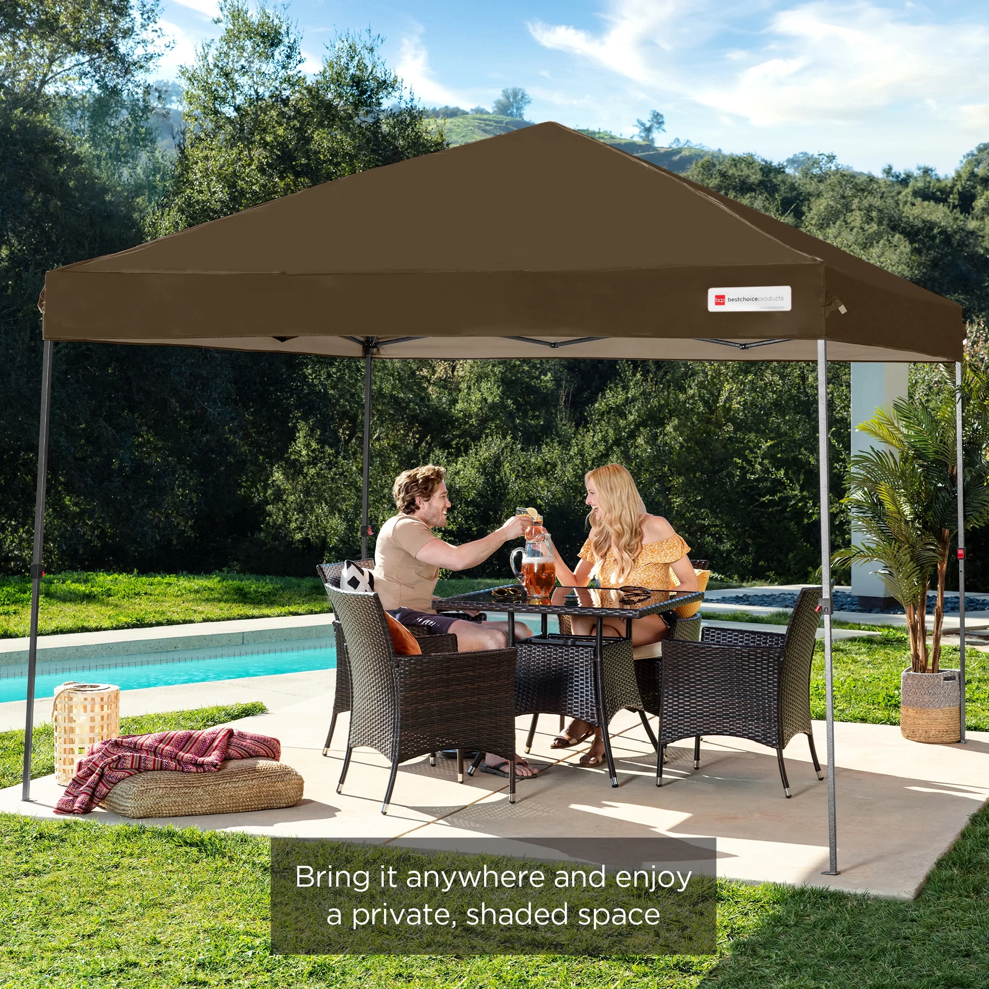 Best Choice Products 10x10ft Easy Setup Pop Up Canopy w/ 1-Button Setup, Wheeled Case, 4 Weight Bags - White - Image 206