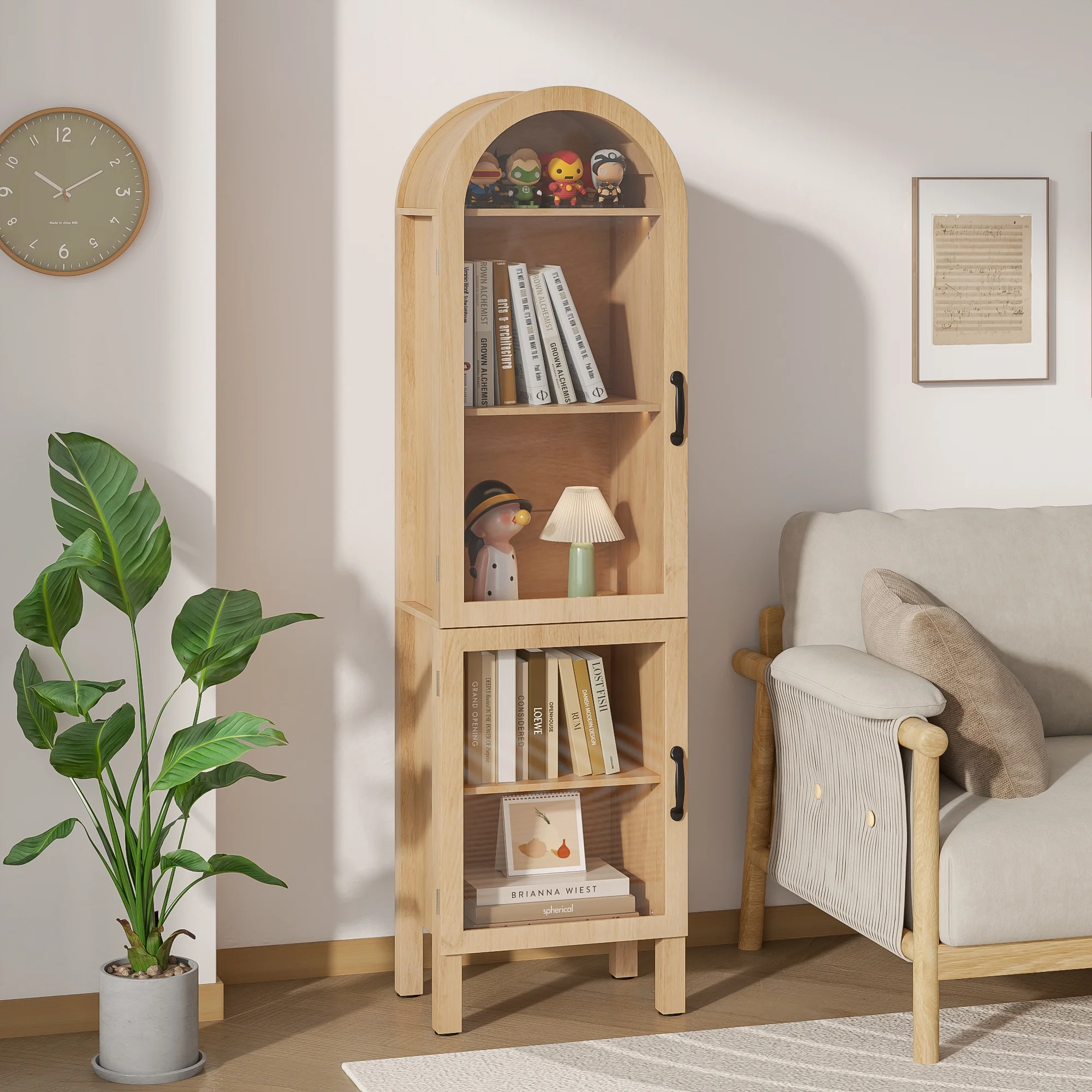 Fiogmub Tall Arched Storage Display Cabinet, Arched Pantry Cabinet with Doors, Acrylic Glass Doors - Image 17