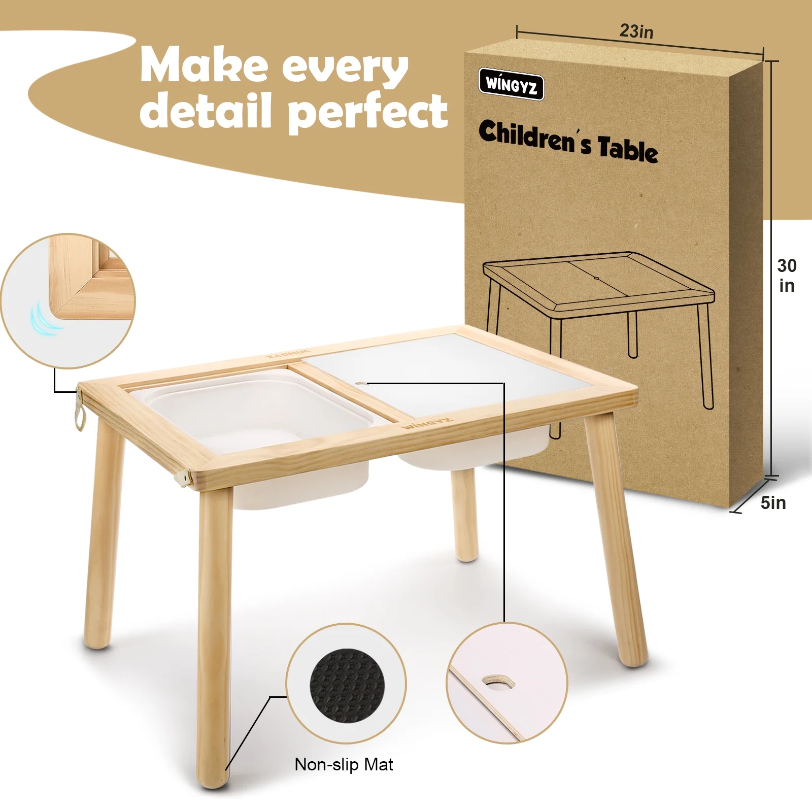 Sweet Time Toddler Sensory Table Chairs, Wood Kids Activity Table with Storage Play Study Furniture - Image 15