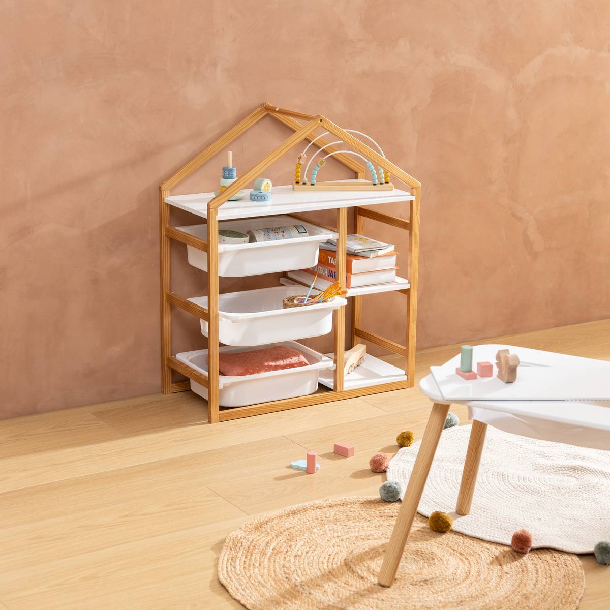 3-Shelf Bookcase "Bako" White, 68x82 cm