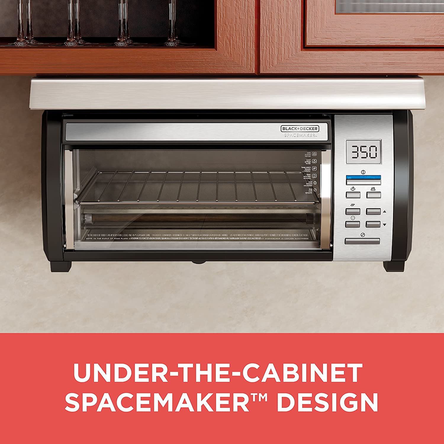 BLACK+DECKER SpaceMaker Under-Counter Toaster Oven, Digital Controls, Black/Stainless Steel, Fits 9锟芥锟斤拷 Pizza, TROS1000D
