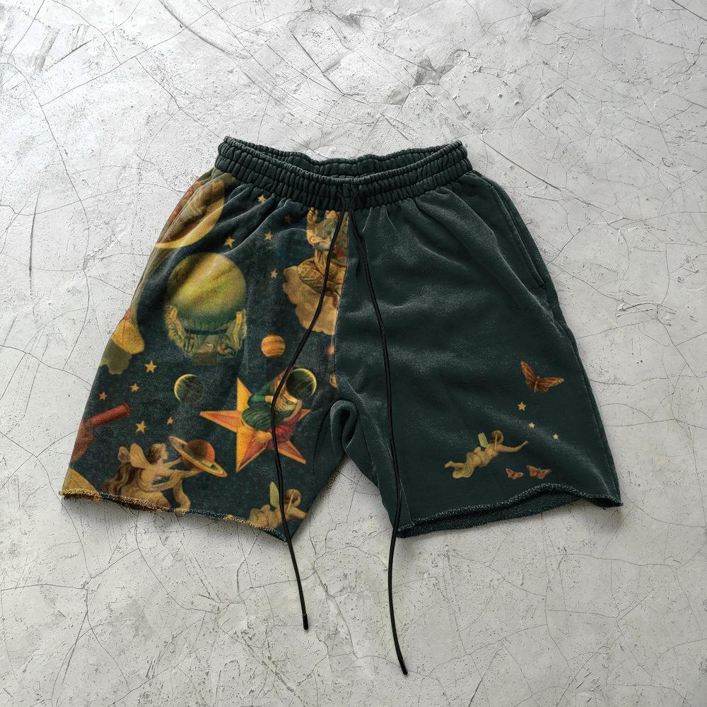 Street Trend Oil Painting Print Sports Shorts