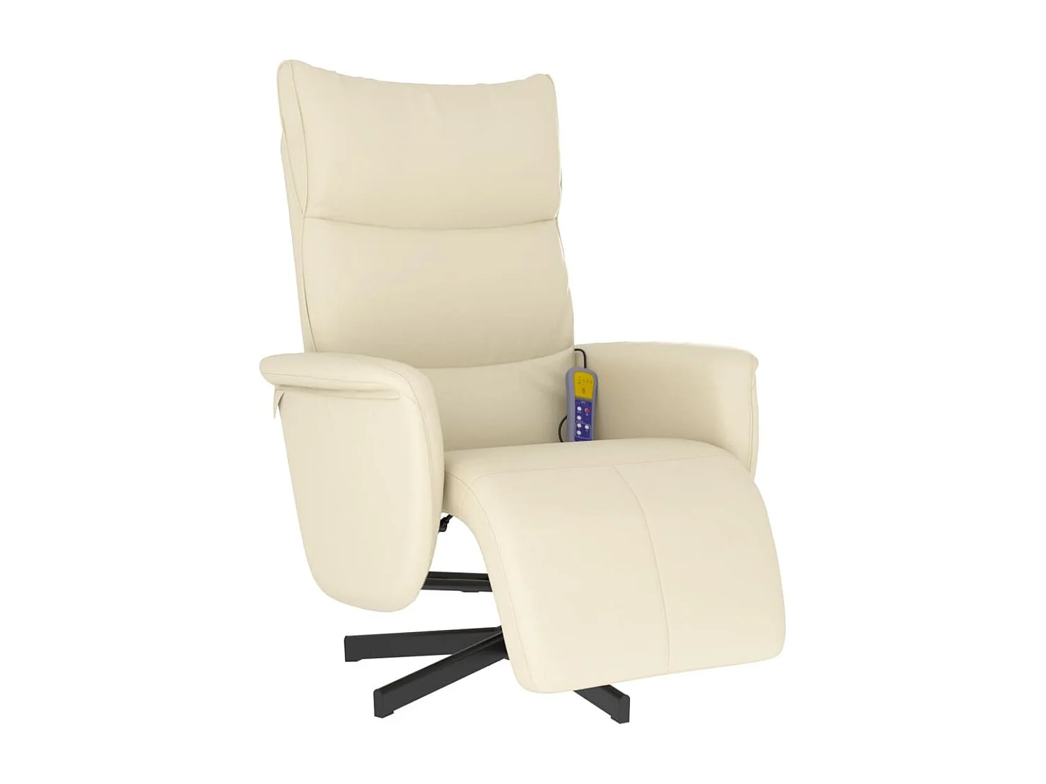 Fauteuil inclinable-Fauteuil salon de massage et repose-pieds crème similicuir SHL5182