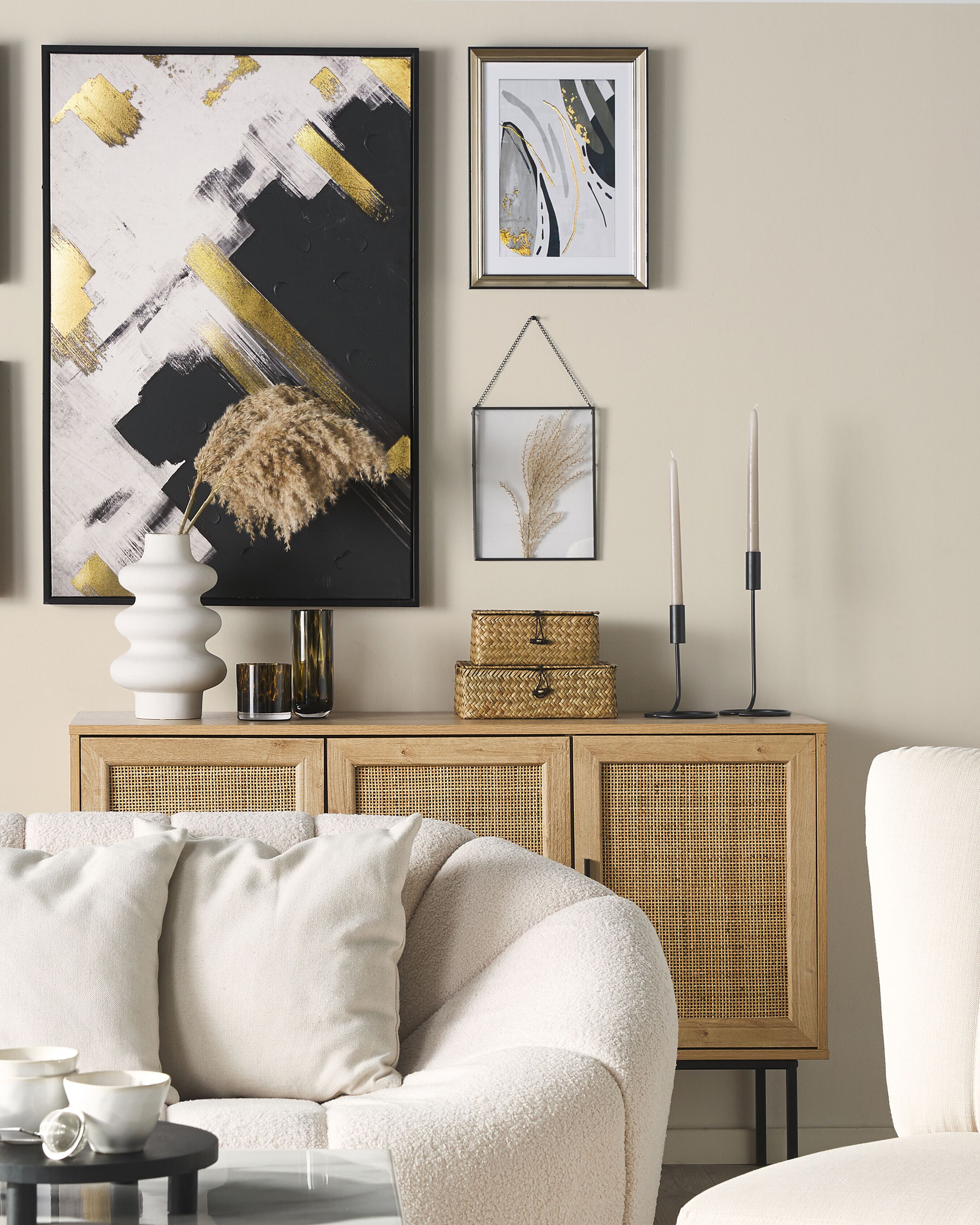 Framed Wall Print HIDMO Abstract Motif 30 x 40 cm Grey