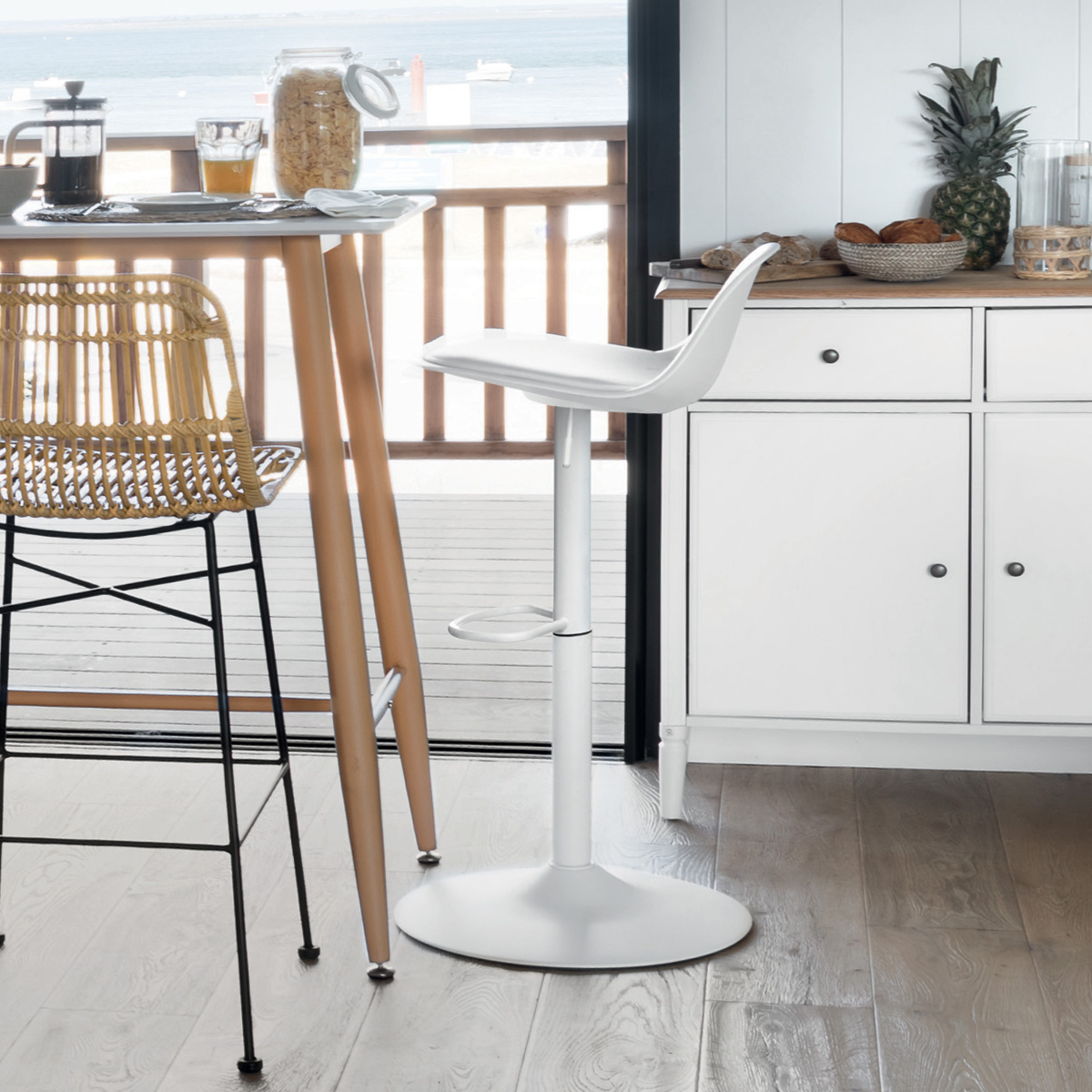 Adjustable bar chair "Aiko" White