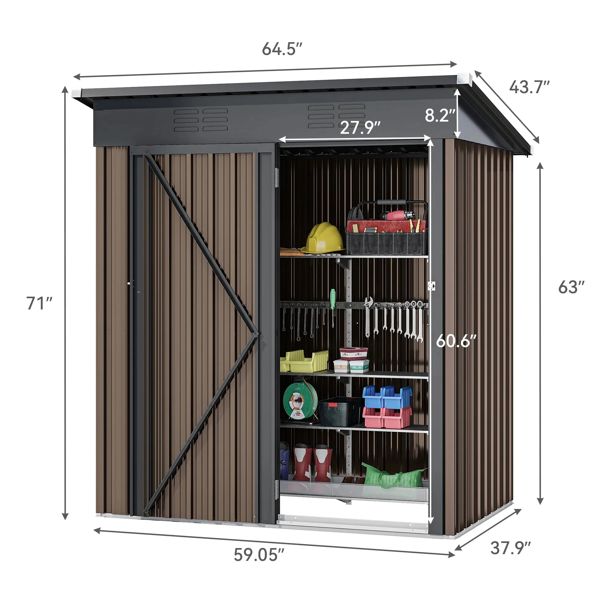 UFORIC Outdoor Storage Shed, 5 x 3 ft, Dark Gray - Image 12 UFORIC Outdoor Storage Shed, 5 x 3 ft, Dark Gray - Image 12