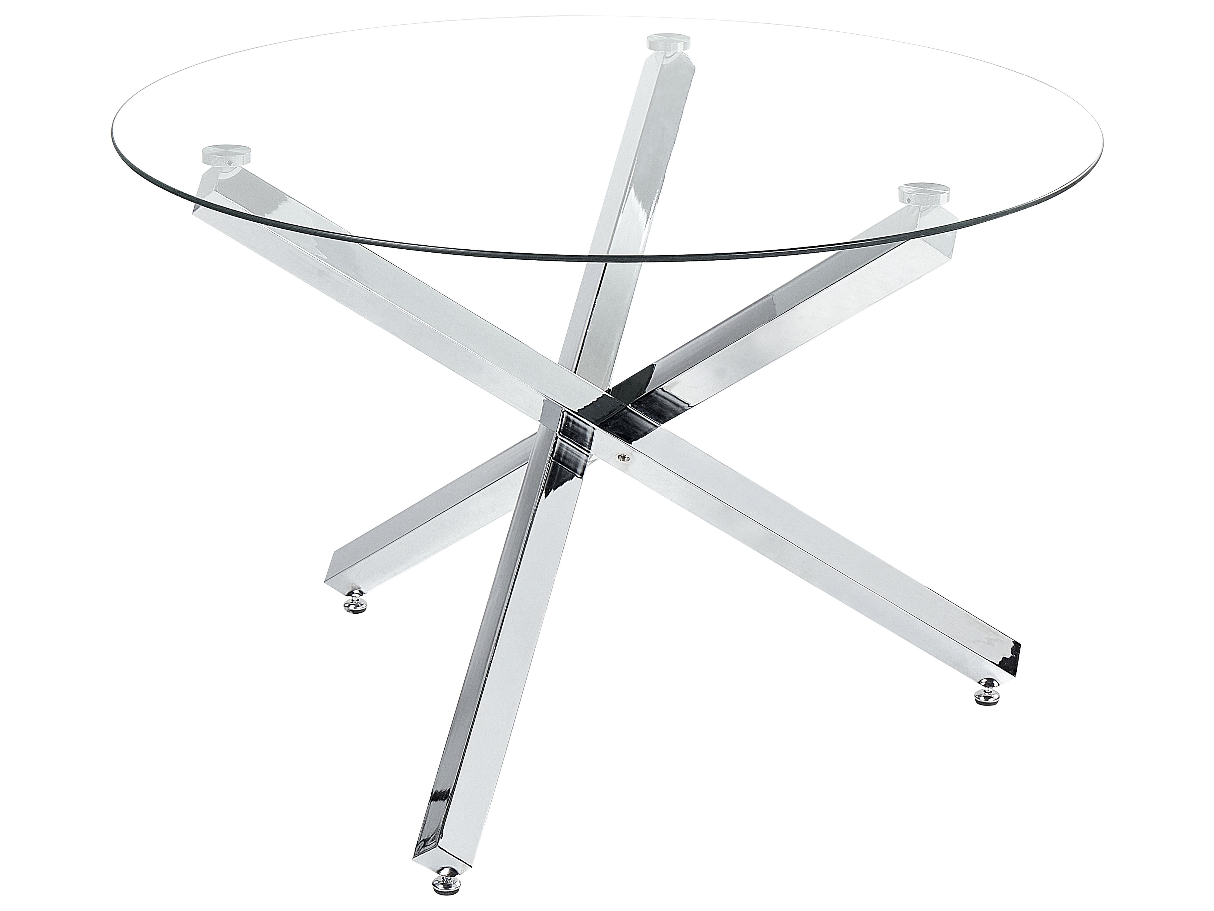 Dining Table BUTLER Silver 110 cm 110 cm Tempered Glass