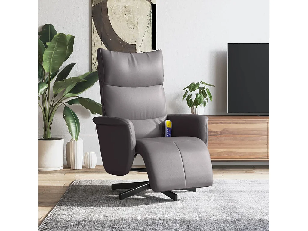 Fauteuil inclinable-Fauteuil salon de massage repose-pieds gris similicuir SHL5030