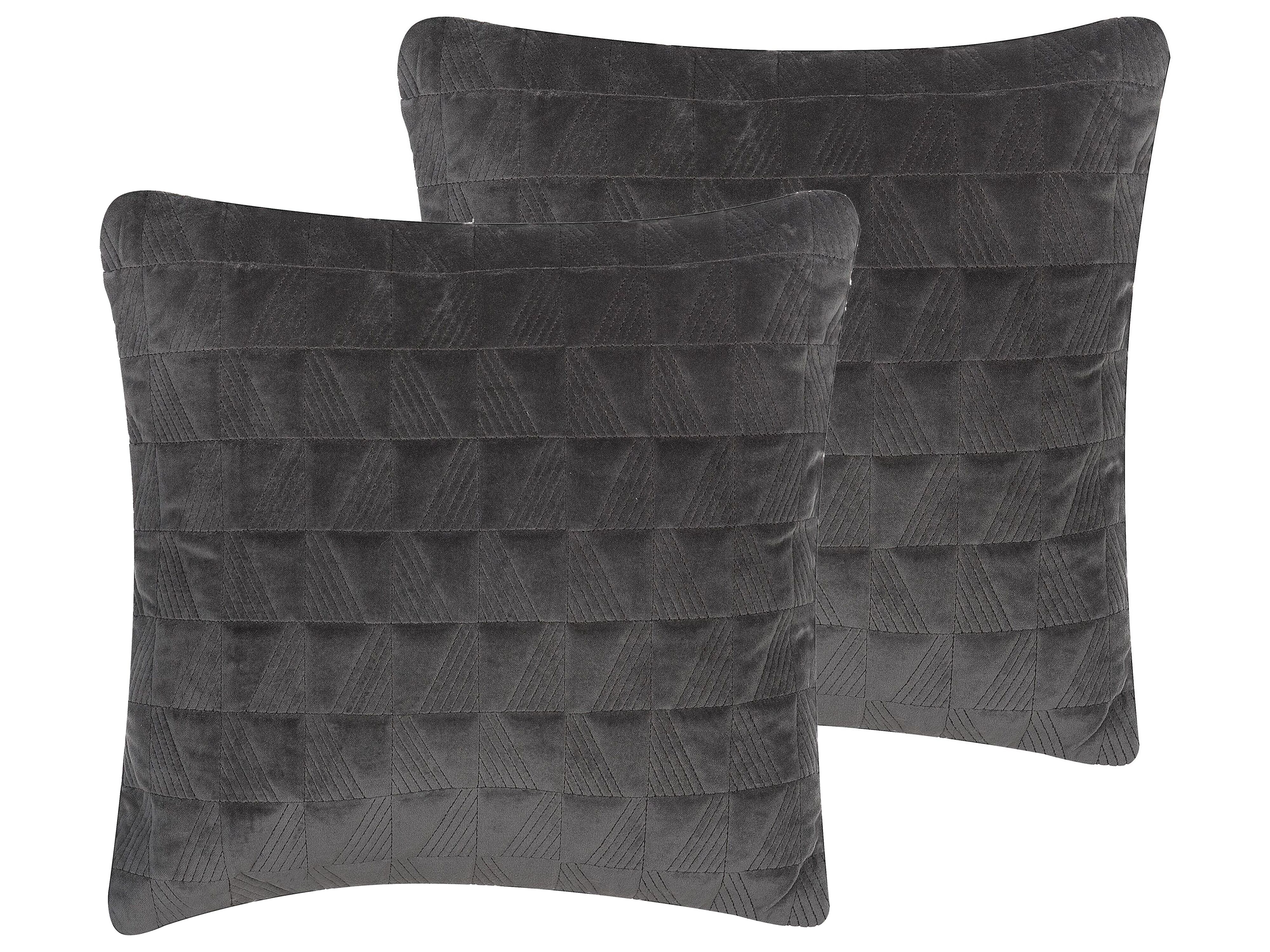 Set of 2 Decorative Cushions LALAM Cotton 45 x 45 cm Grey Geometric Pattern