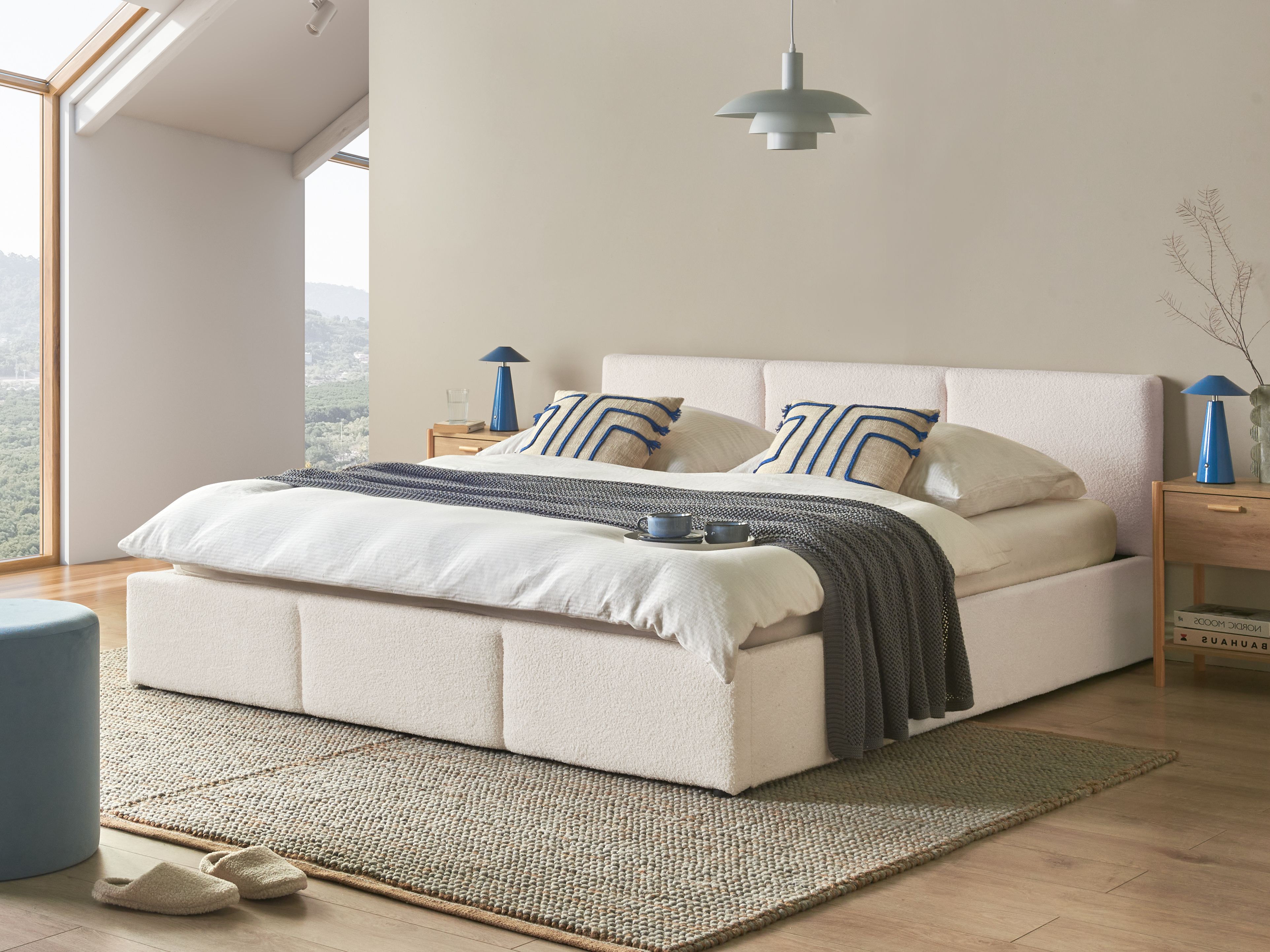 Ottoman Bed Boucle BOUSSE 180 x 200 cm (EU Super King) Off-White