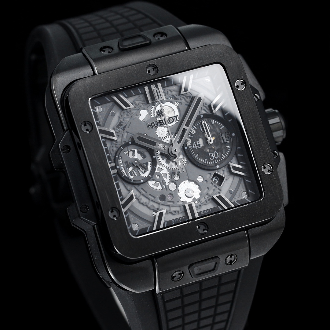 Hublot Big Bang, Square Bang Unico 42mm Textured Rubber Strap(1:1 replica) - Top club